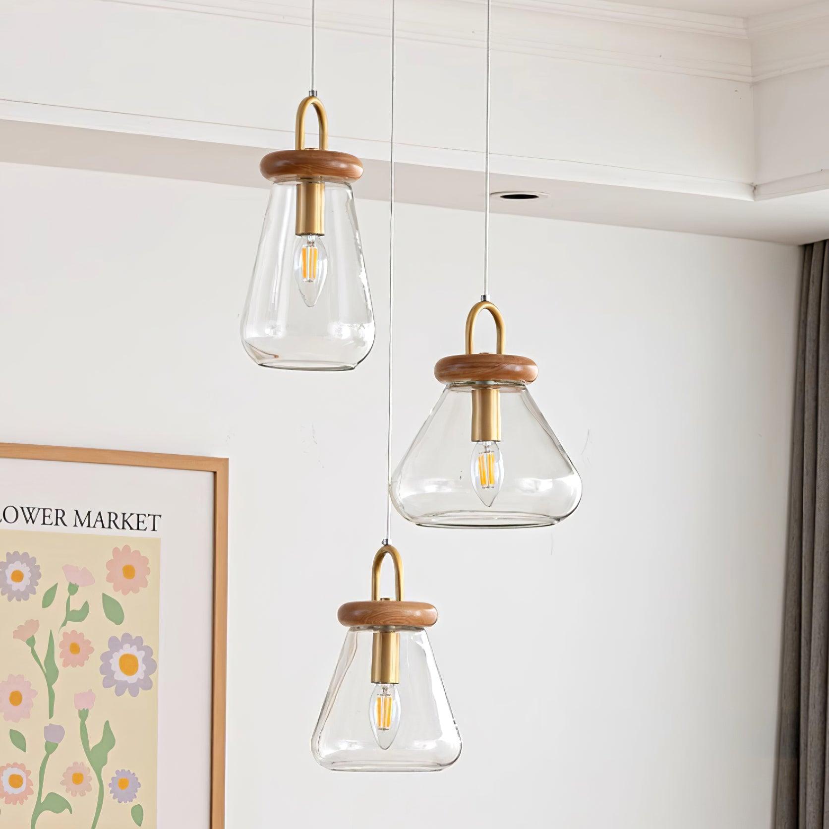 Jars Suspension Verre Bois Minimaliste