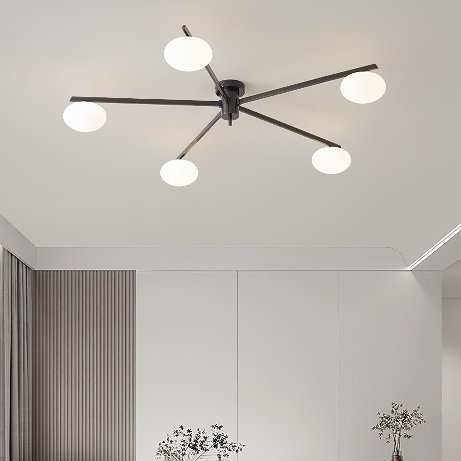 Lustra Plafonnier Noir Blanc Verre