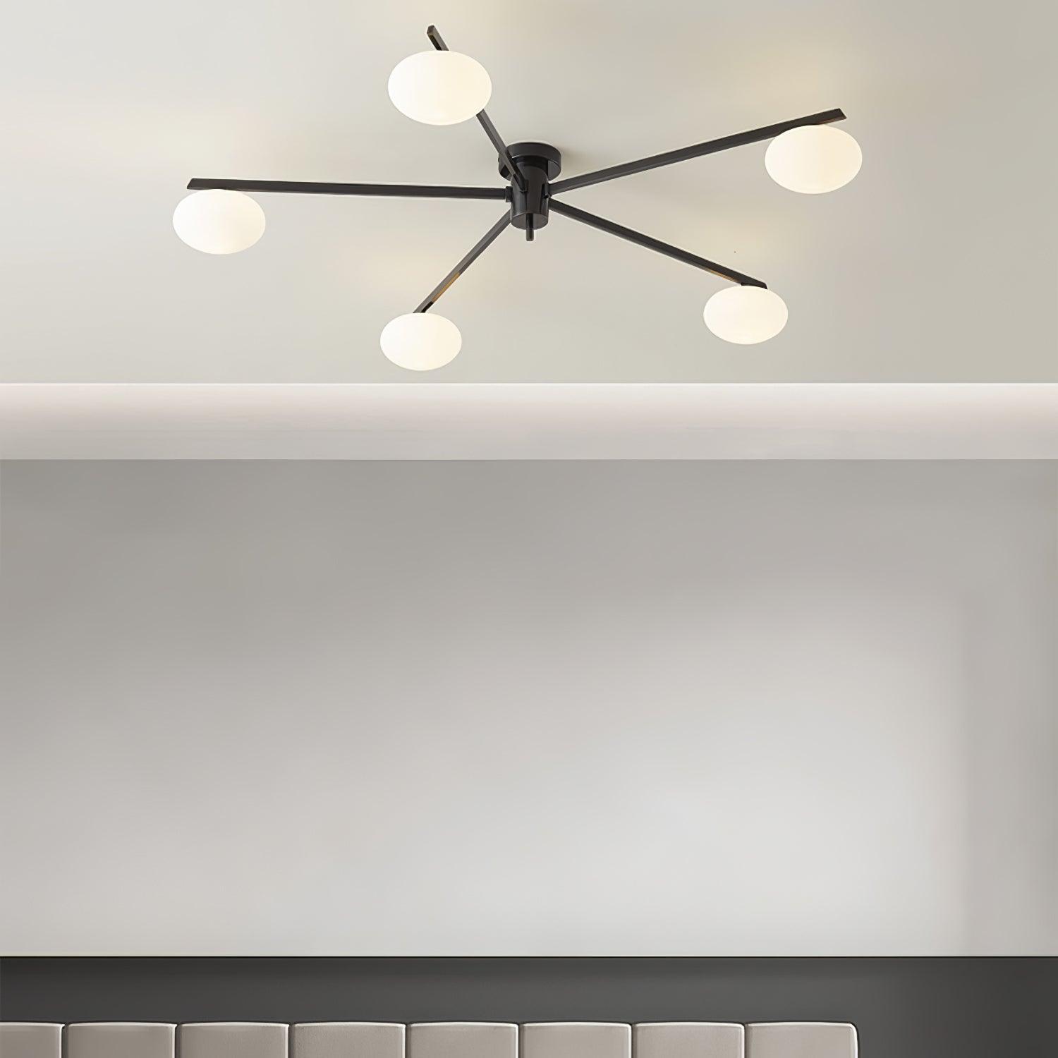 Lustra Plafonnier Noir Blanc Verre
