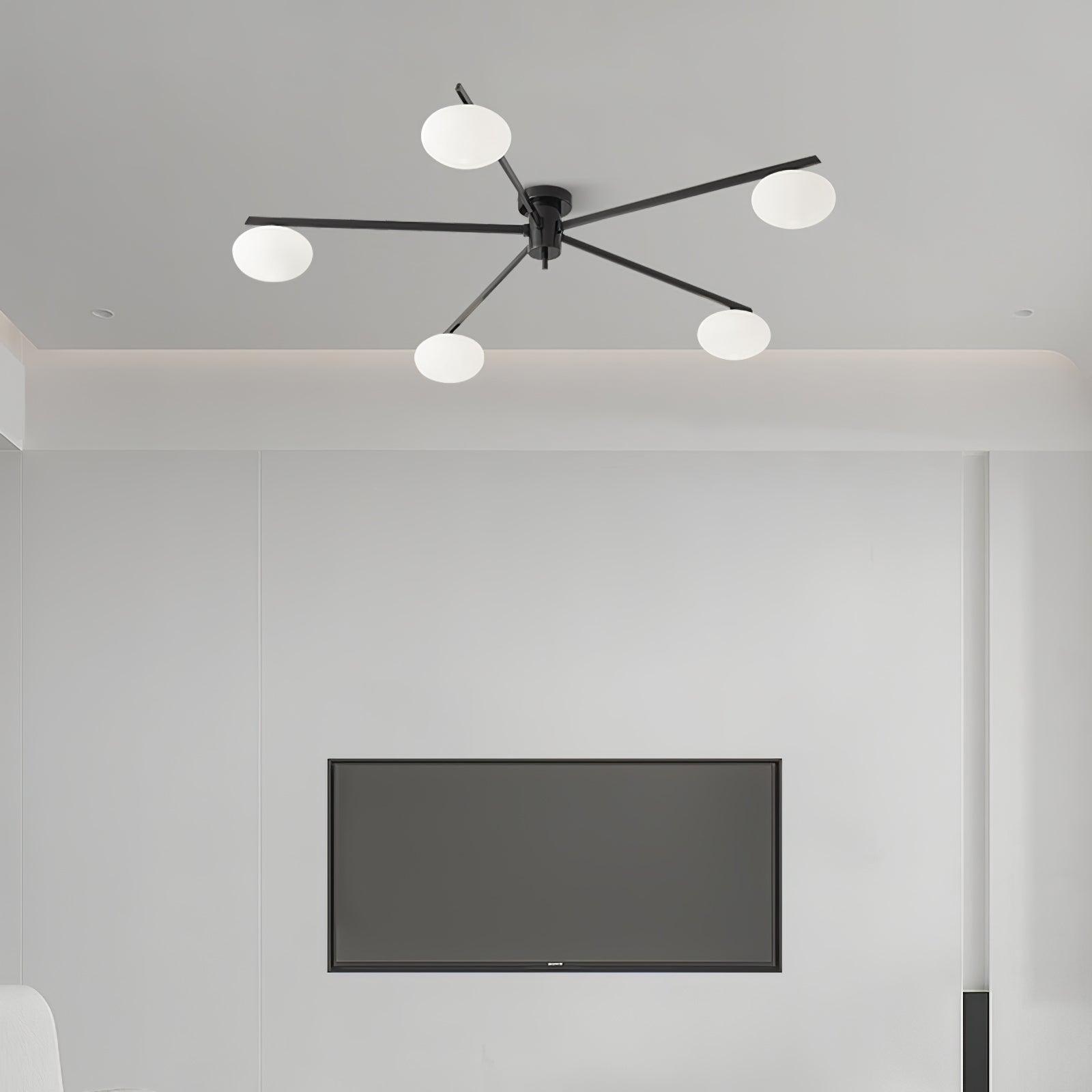Lustra Plafonnier Noir Blanc Verre