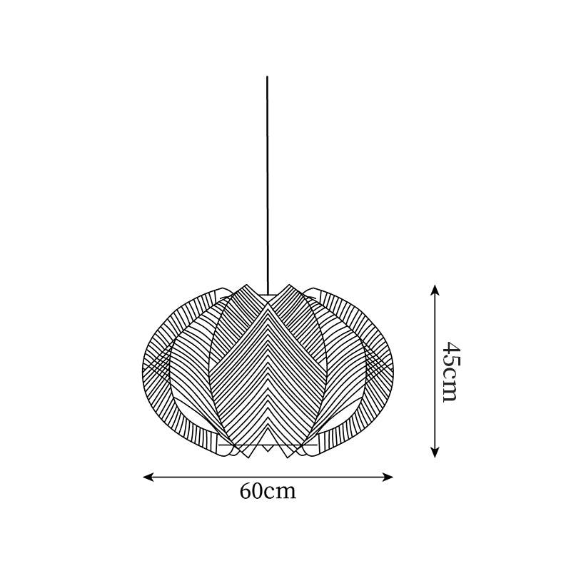 Novan Suspension avec abat-jour en tissu, structure en bois et détails en fil métallique