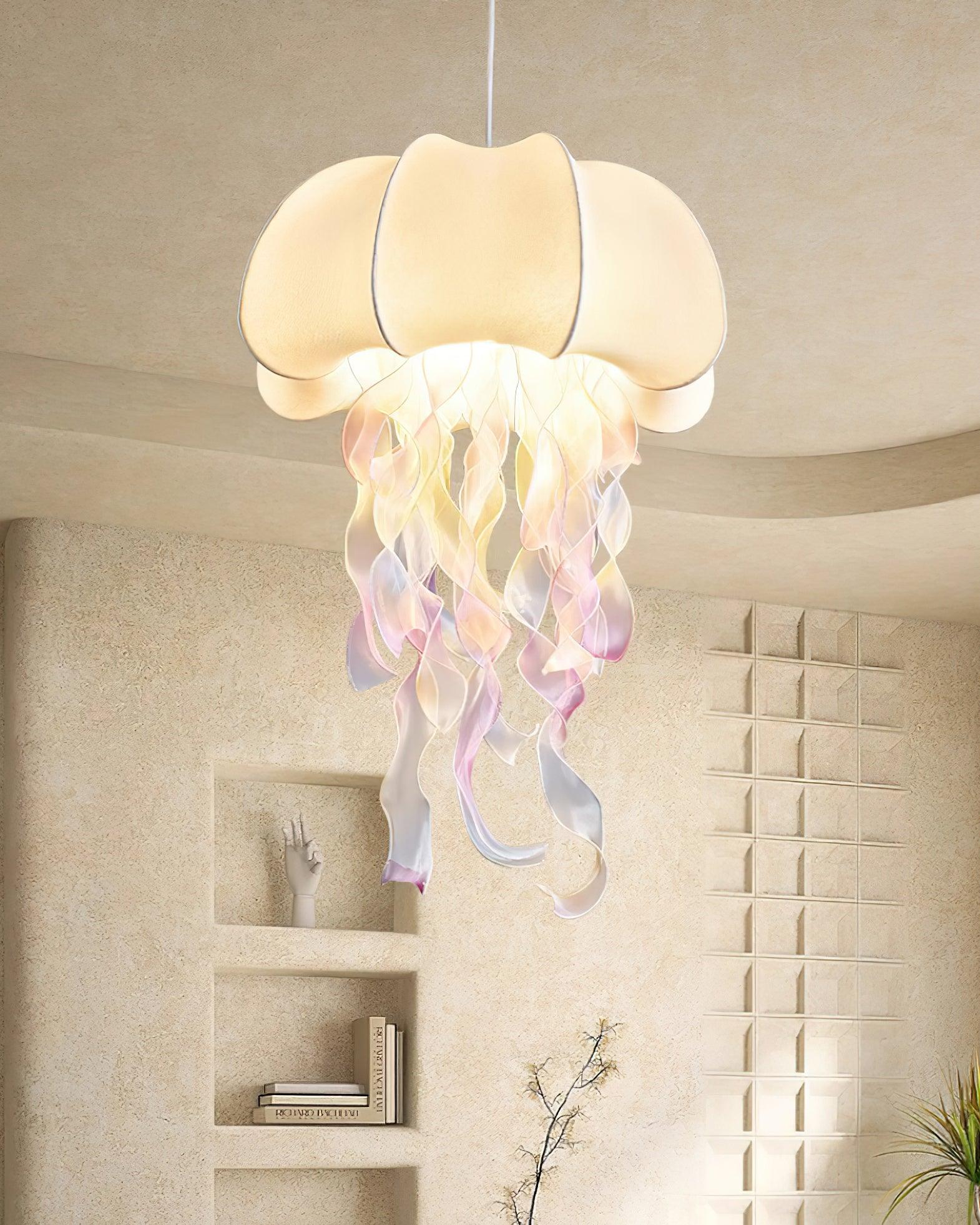 Jellyfish Suspension Rubans Irisés en Tissu