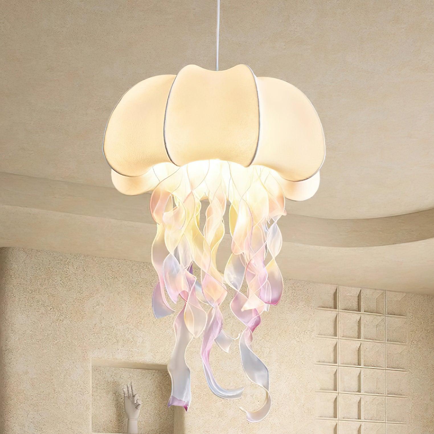 Jellyfish Suspension Rubans Irisés en Tissu
