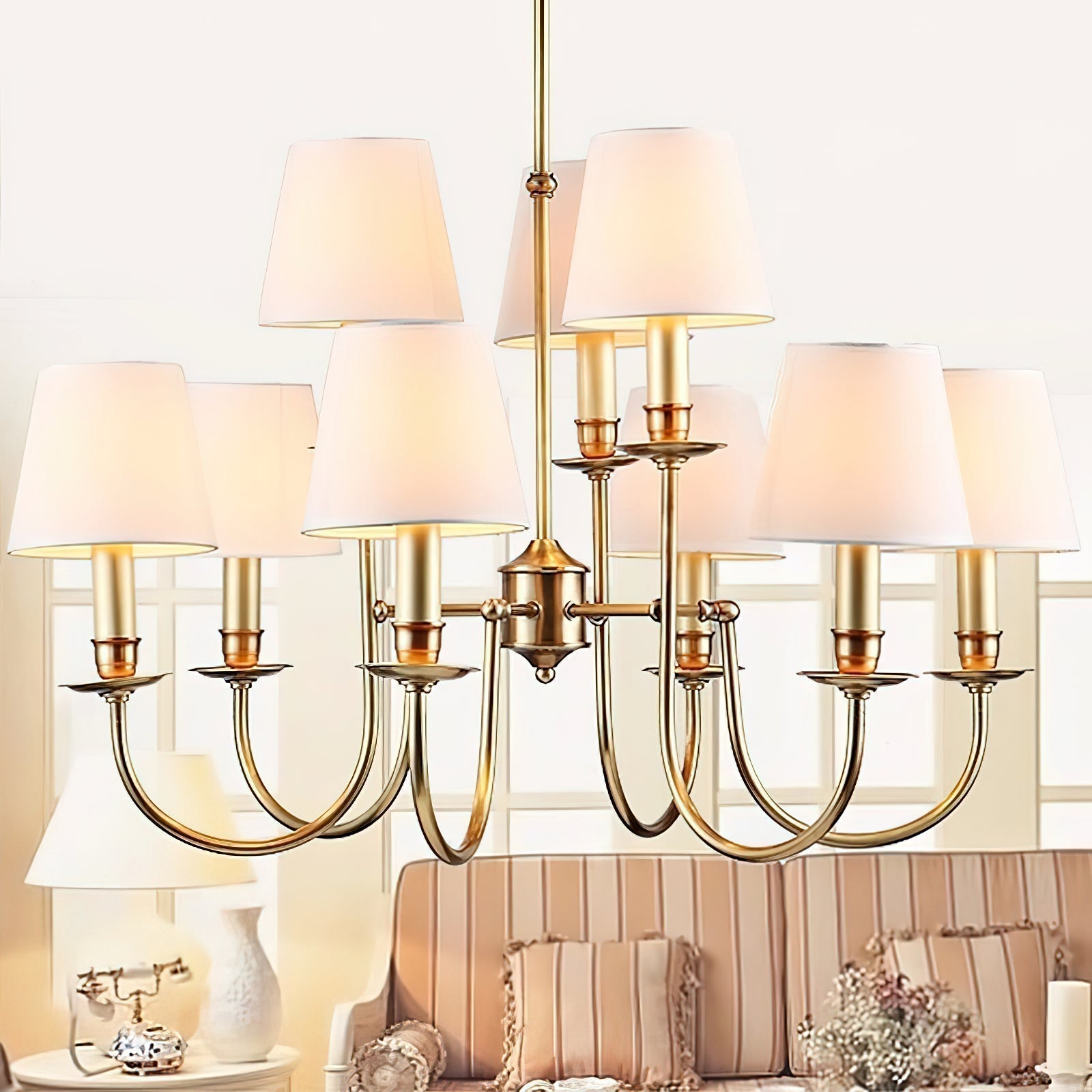 Vilorira Lustre Tissu Laiton Vintage