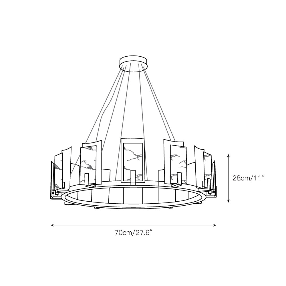 Nyraeila Lustre Métal Albâtre Rond Luxe Postmoderne