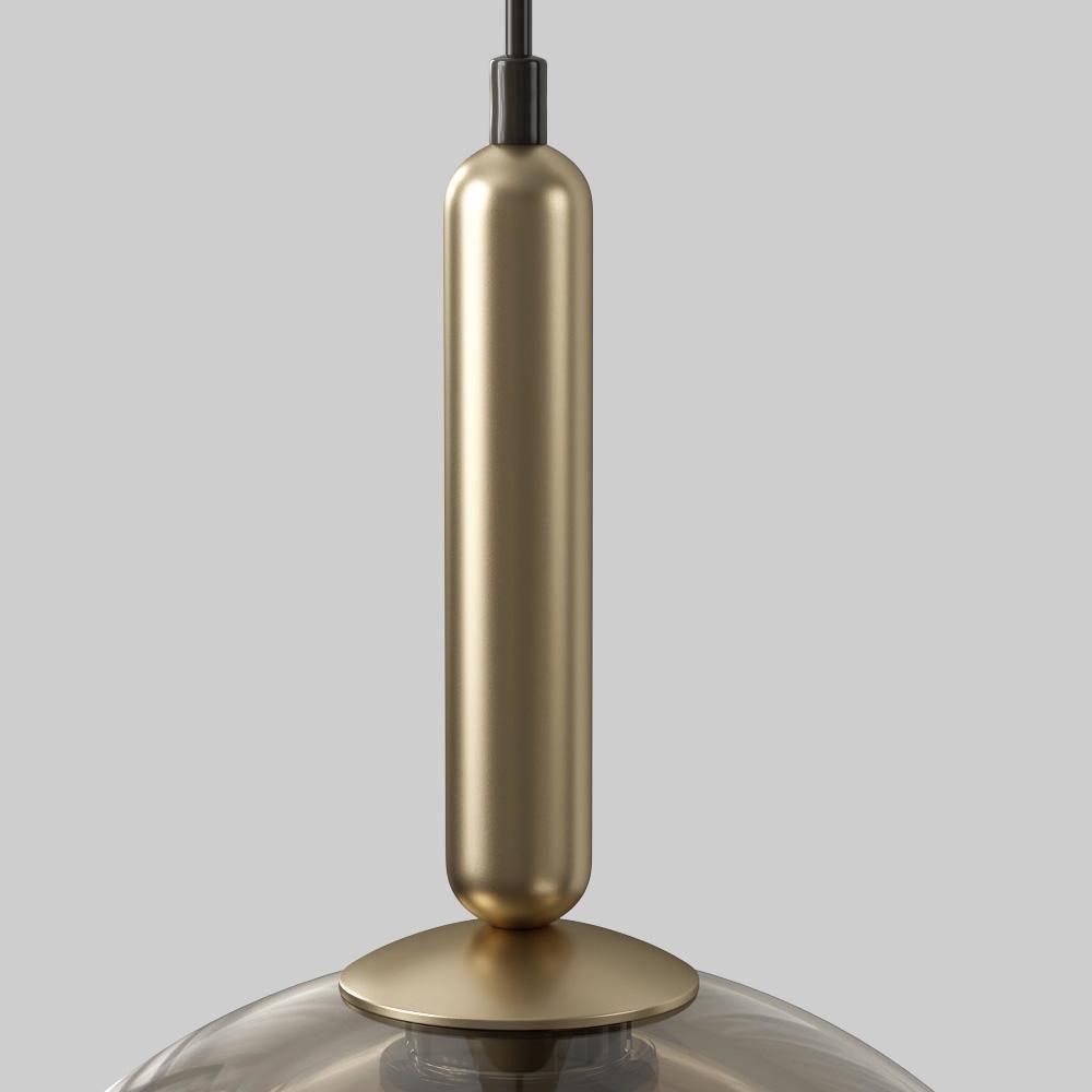 Solara Suspension en Verre Cognac Dôme Laiton Mid-Century