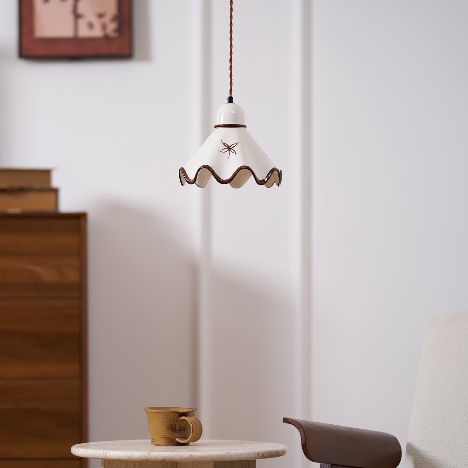 Kora Suspension Abat-jour Céramique Ondulé