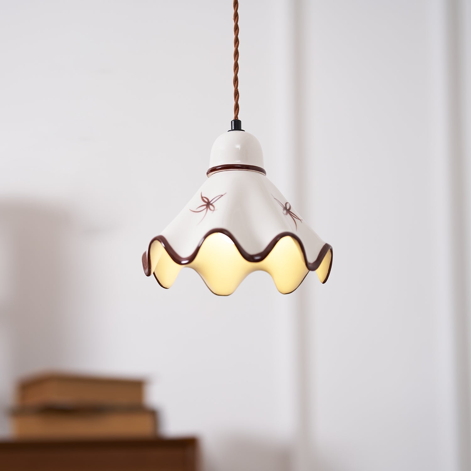 Kora Suspension Abat-jour Céramique Ondulé