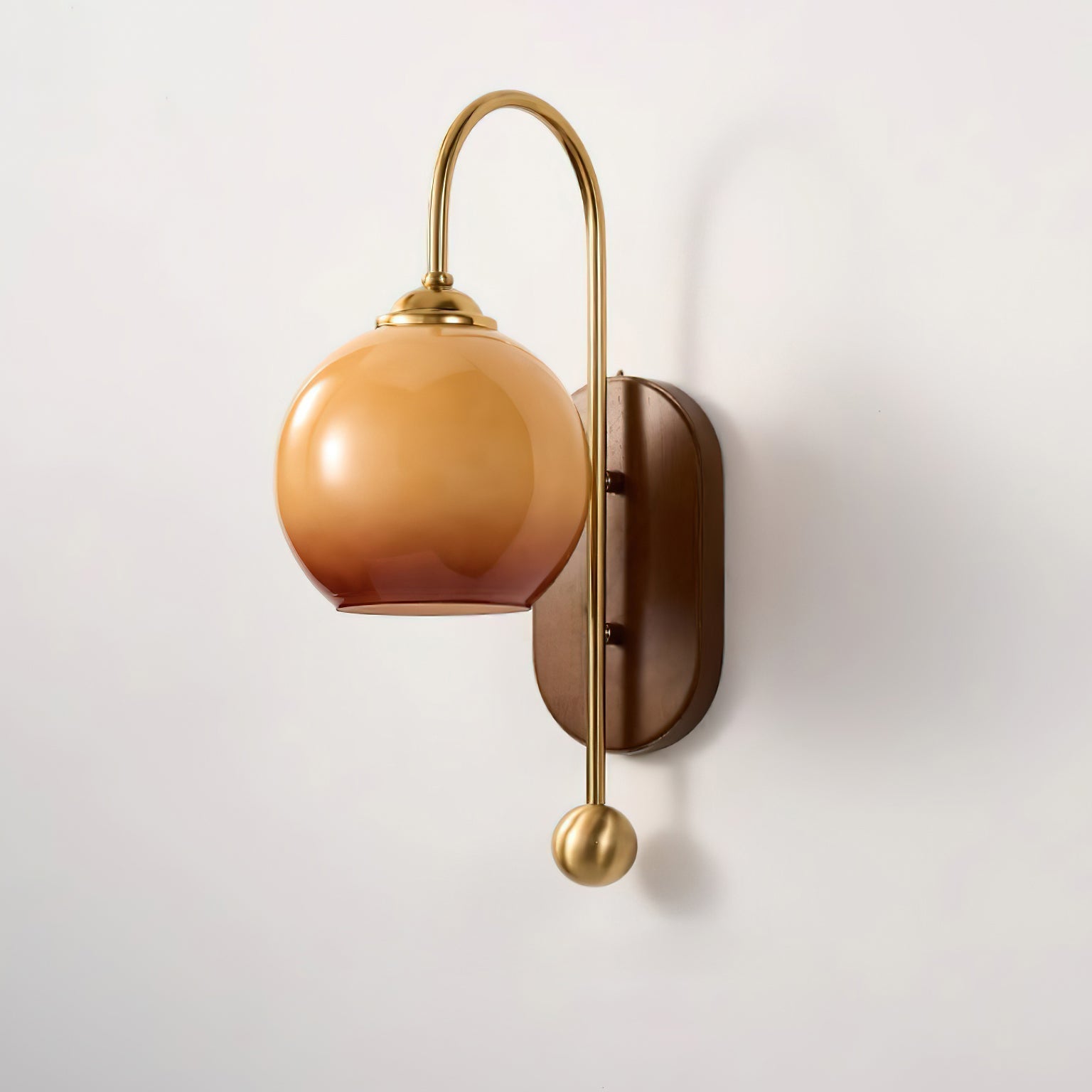 Vireoce Applique murale et globe en verre lisse avec plaque arrière en bois