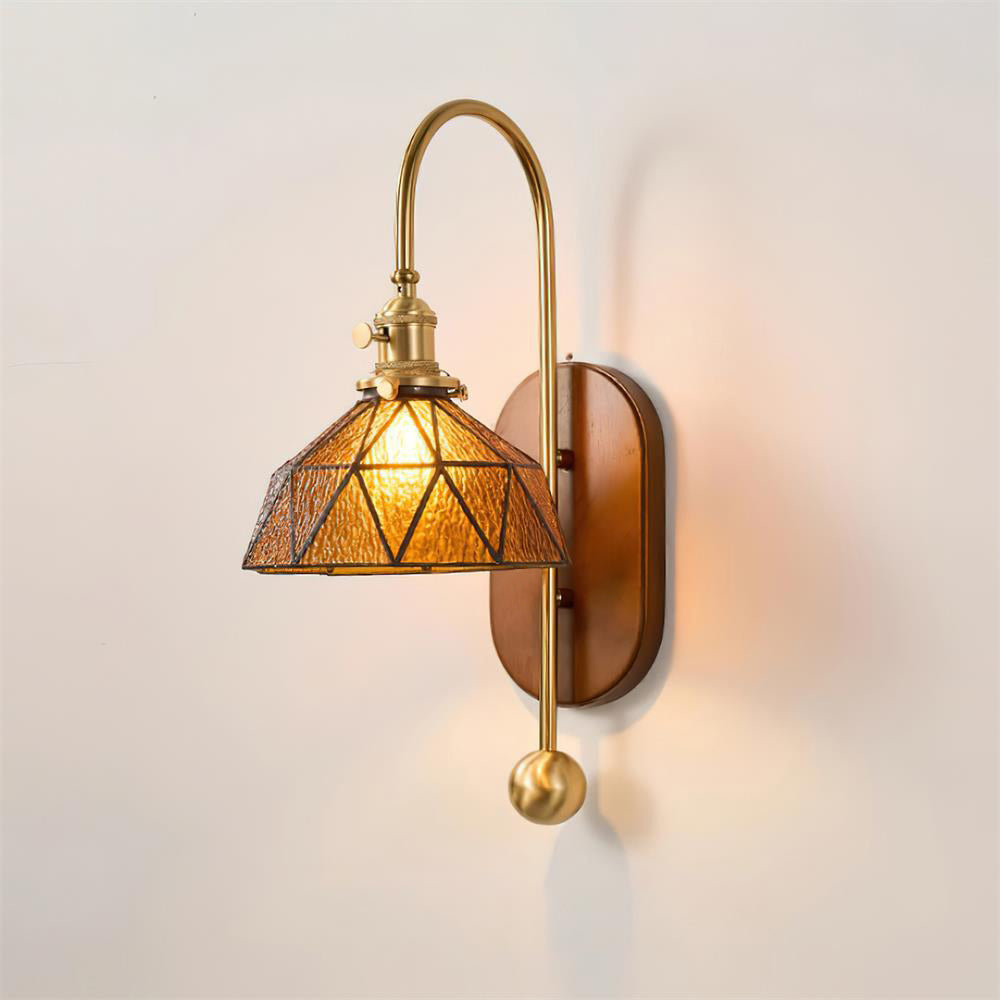 Vireoce Applique murale et globe en verre lisse avec plaque arrière en bois