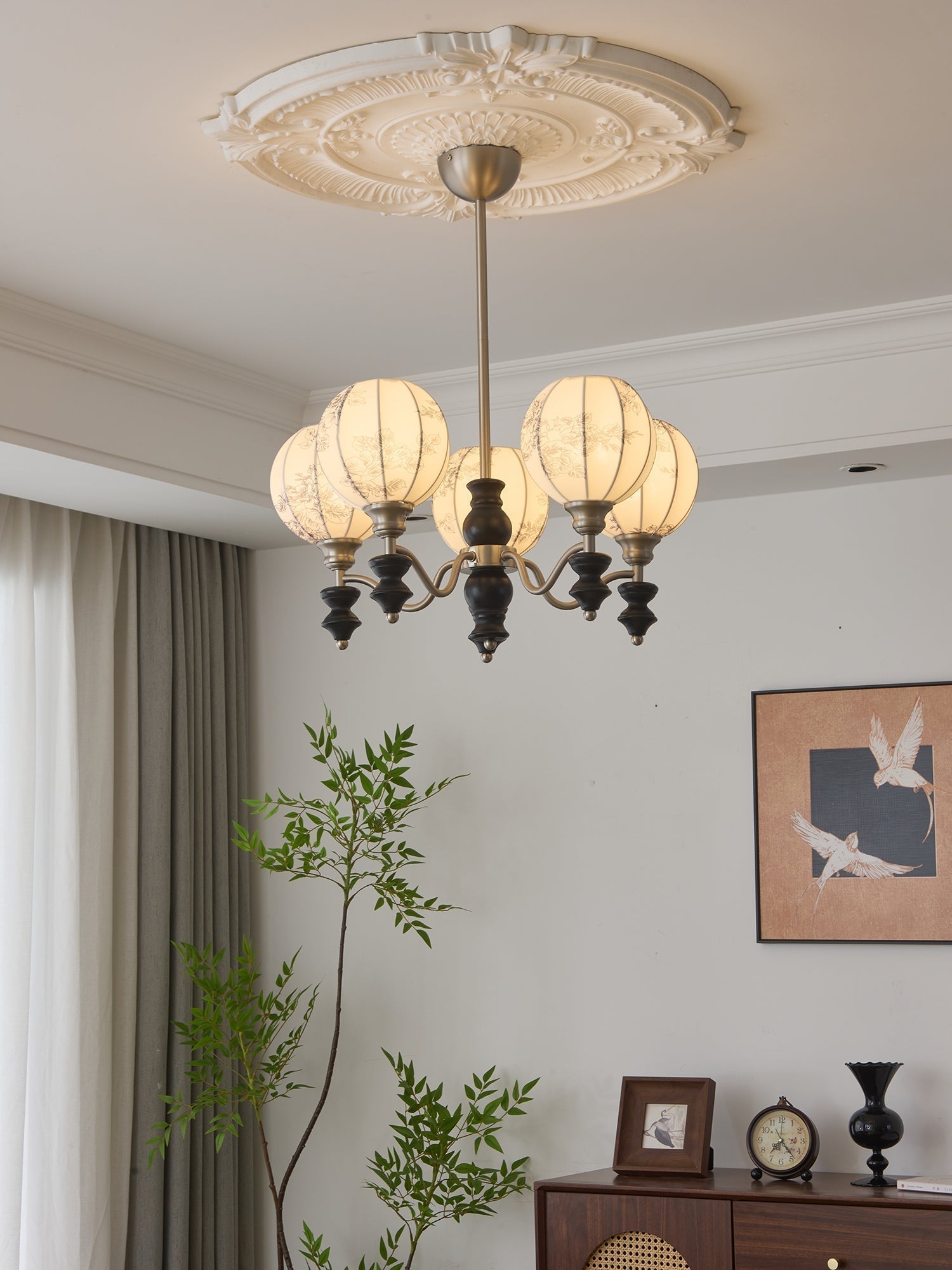 Osilan Lustre Vintage Traditionnel Élégant en Bois