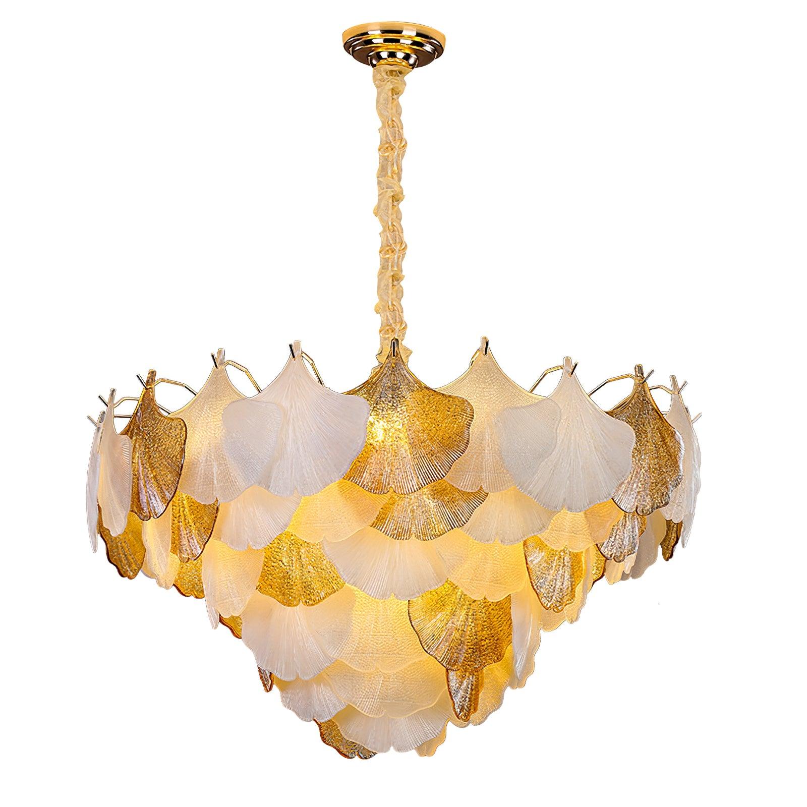 Fionel Lustre Feuilles en Verre Ambre et Blanc