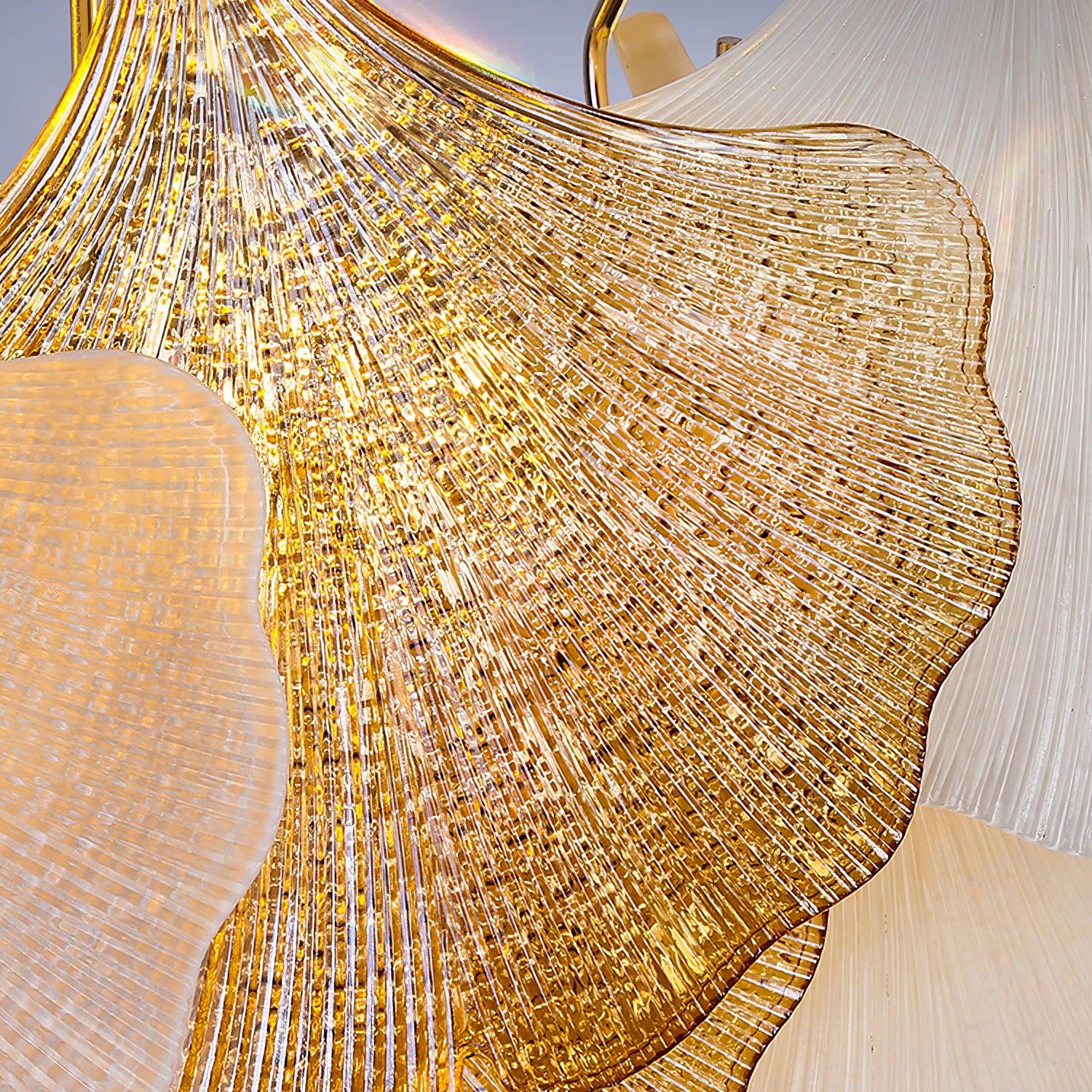 Fionel Lustre Feuilles en Verre Ambre et Blanc