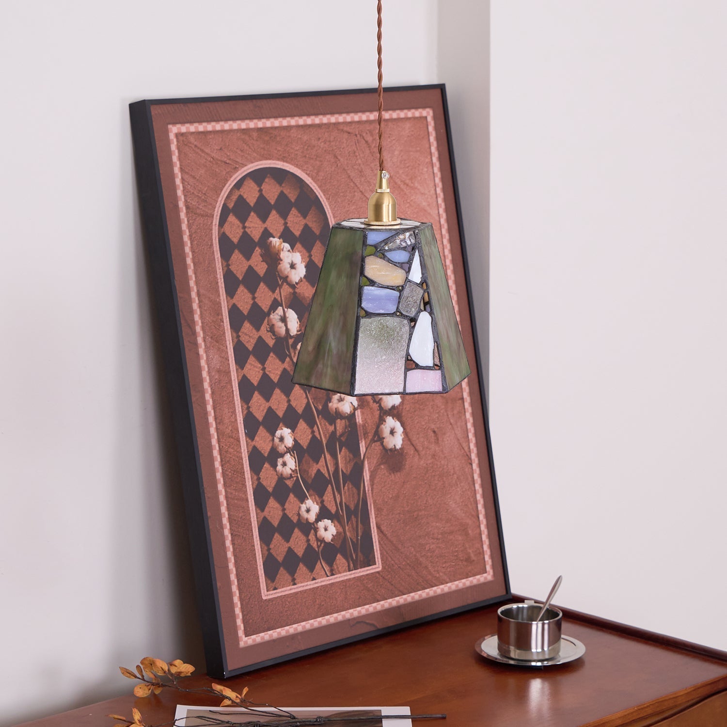 Mavine Suspension en vitrail de style Tiffany