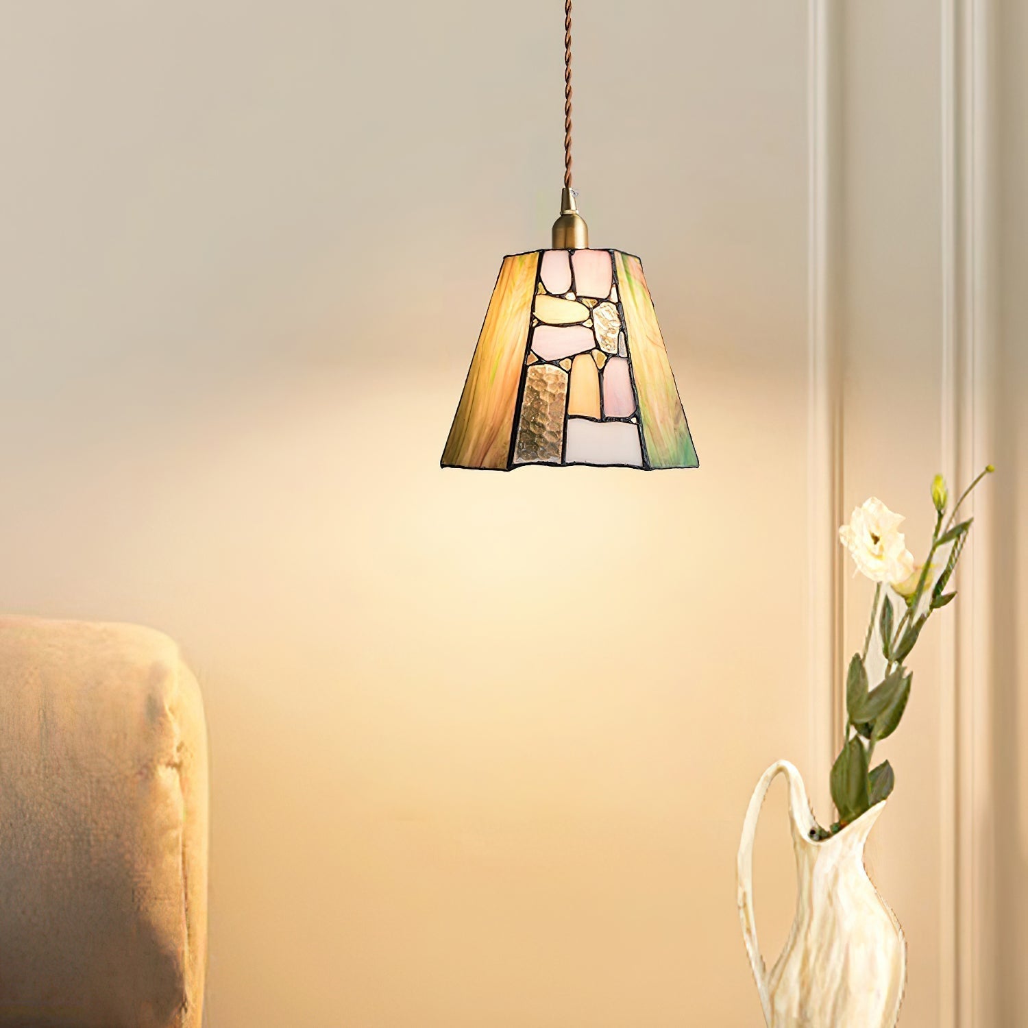 Mavine Suspension en vitrail de style Tiffany