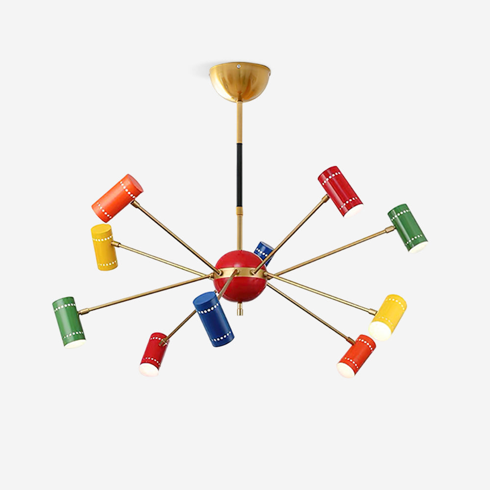 Kaleido Lustre avec Accents Colorés en Rayons