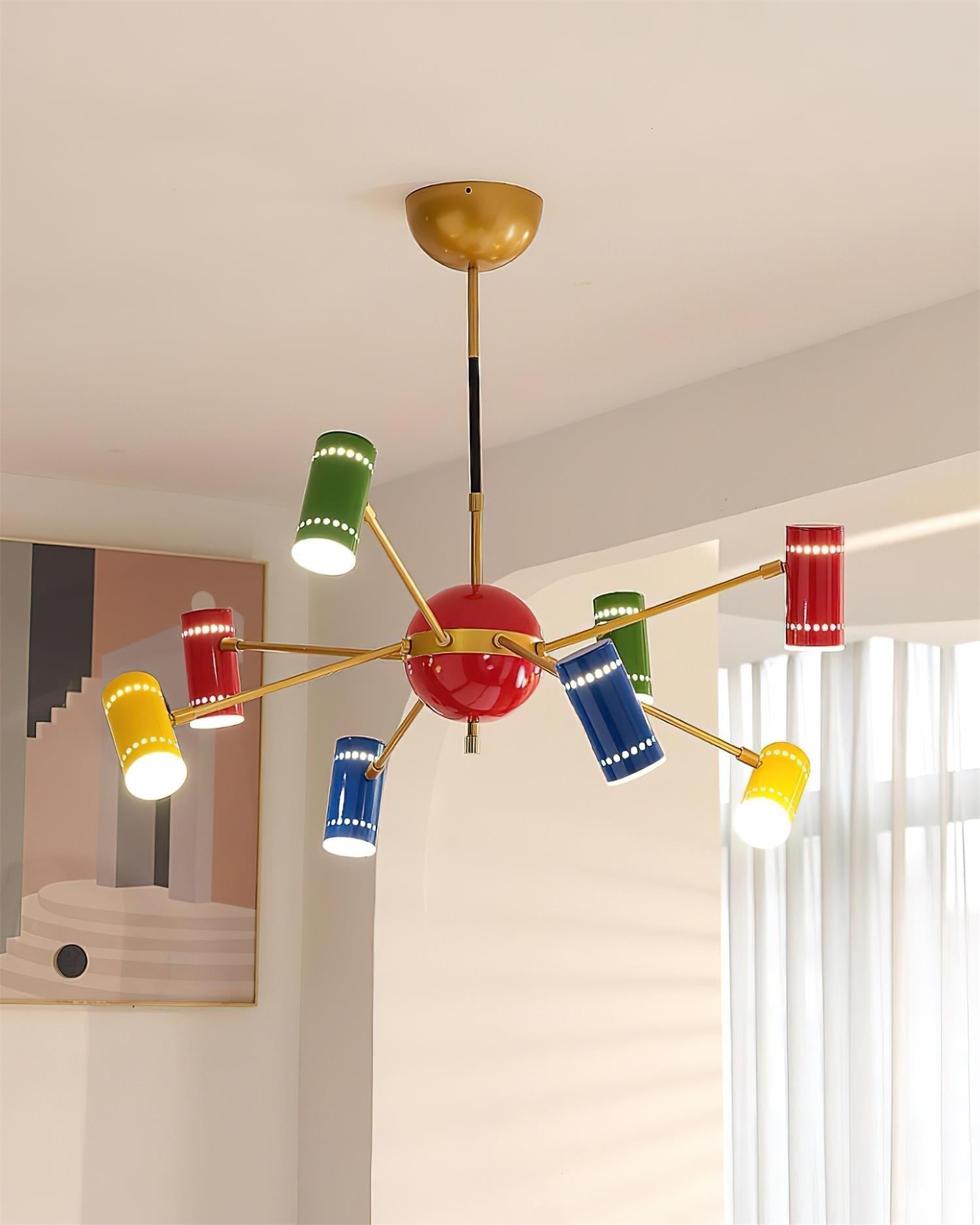 Kaleido Lustre avec Accents Colorés en Rayons