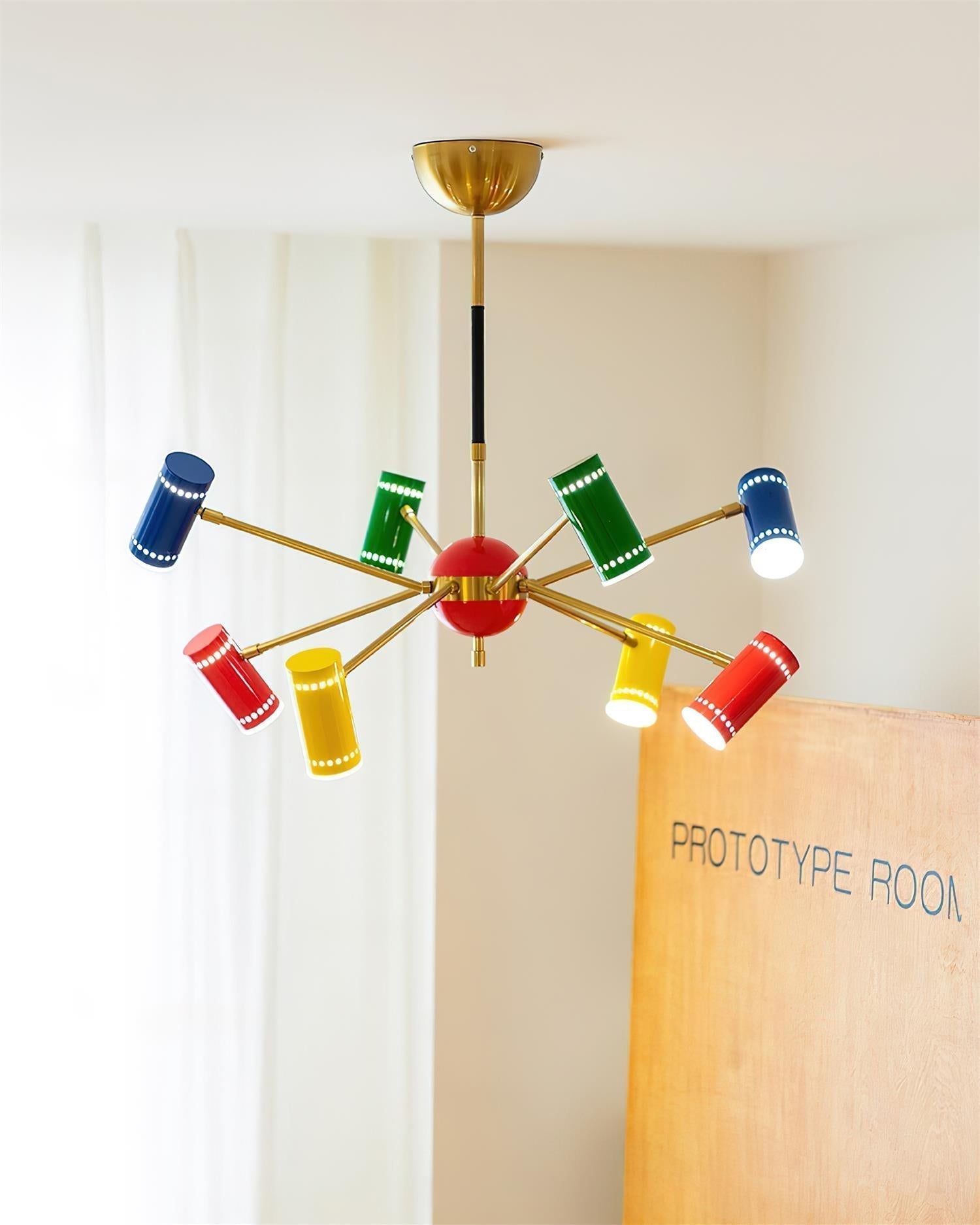 Kaleido Lustre avec Accents Colorés en Rayons