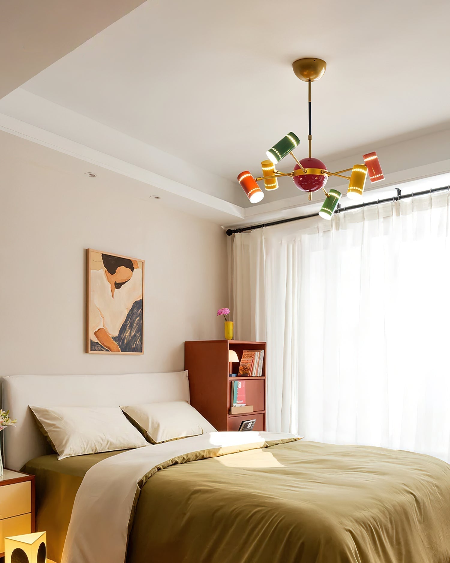 Kaleido Lustre avec Accents Colorés en Rayons