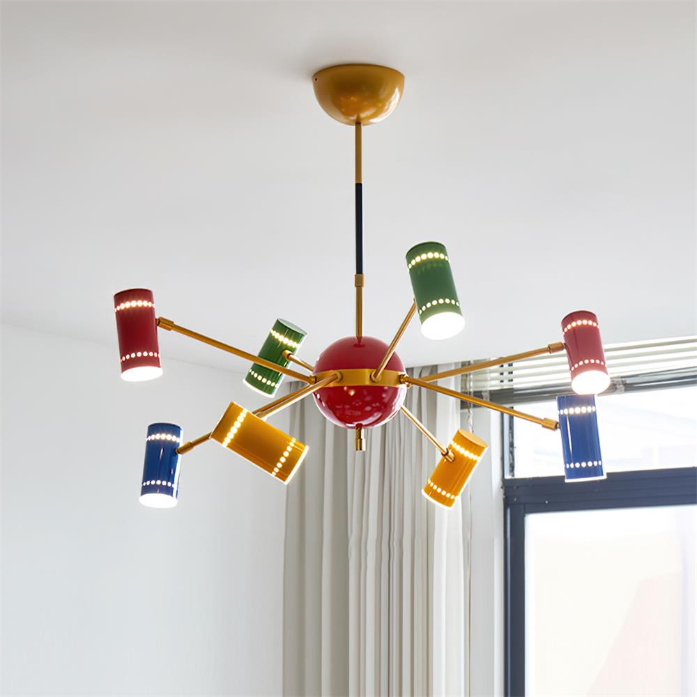 Kaleido Lustre avec Accents Colorés en Rayons