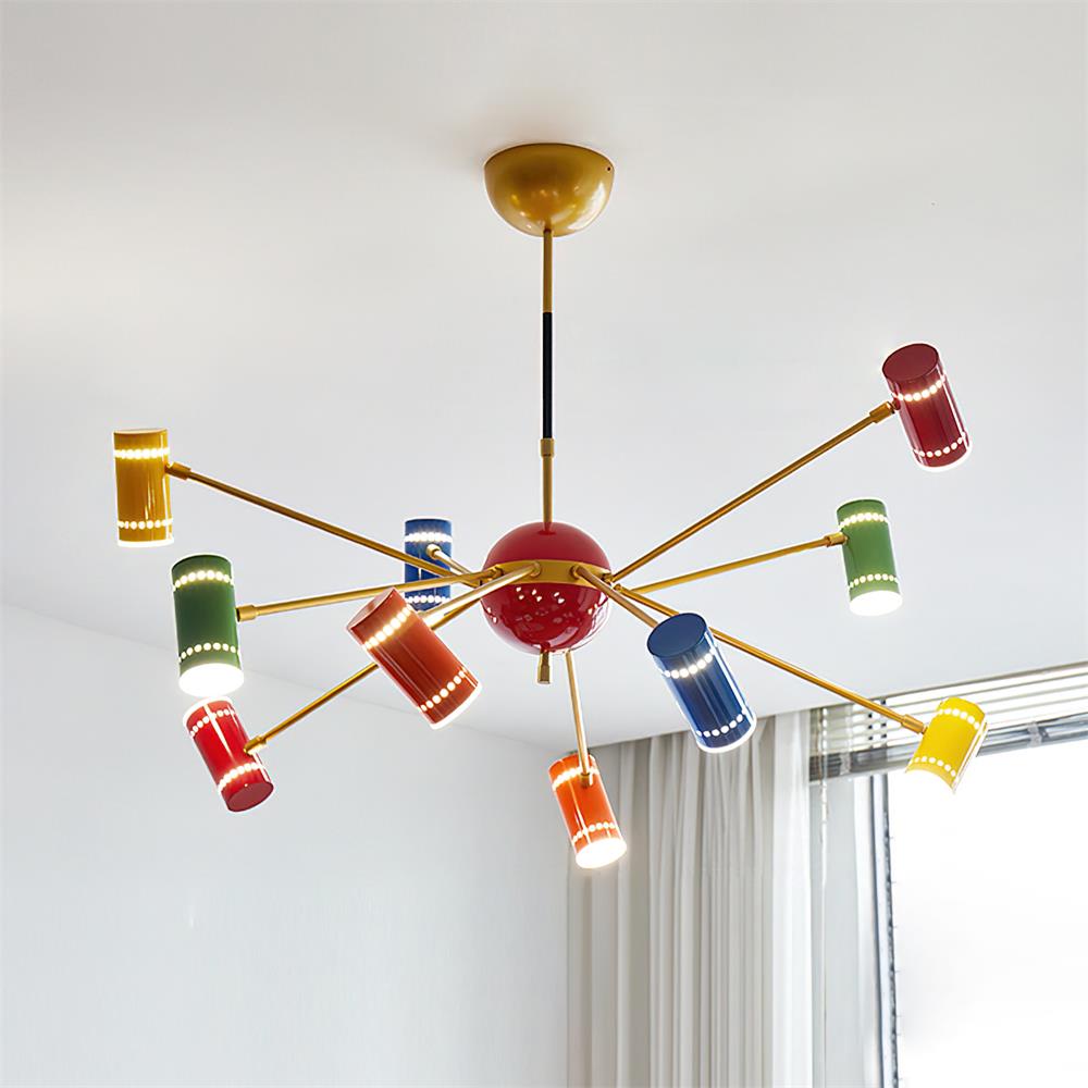 Kaleido Lustre avec Accents Colorés en Rayons