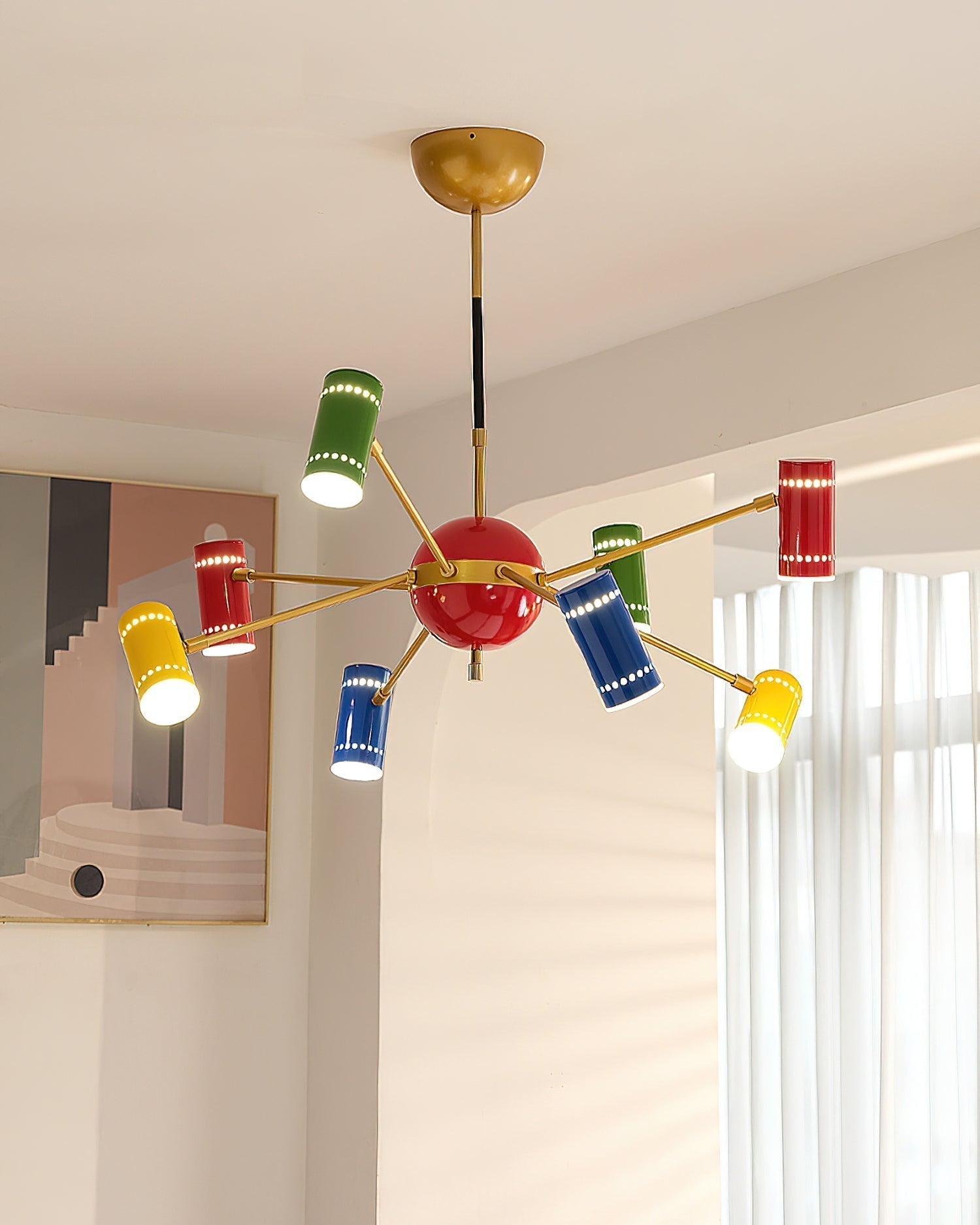 Kaleido Lustre avec Accents Colorés en Rayons