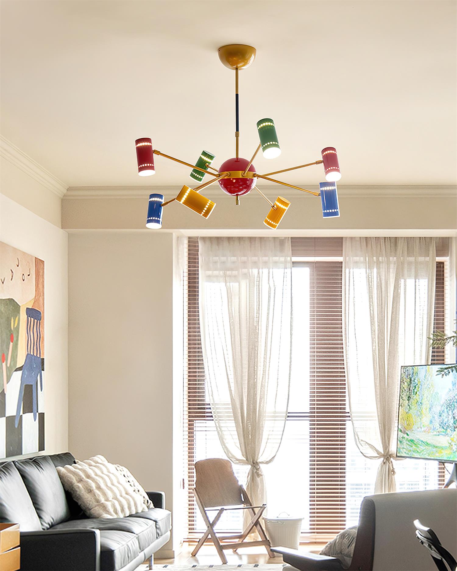 Kaleido Lustre avec Accents Colorés en Rayons