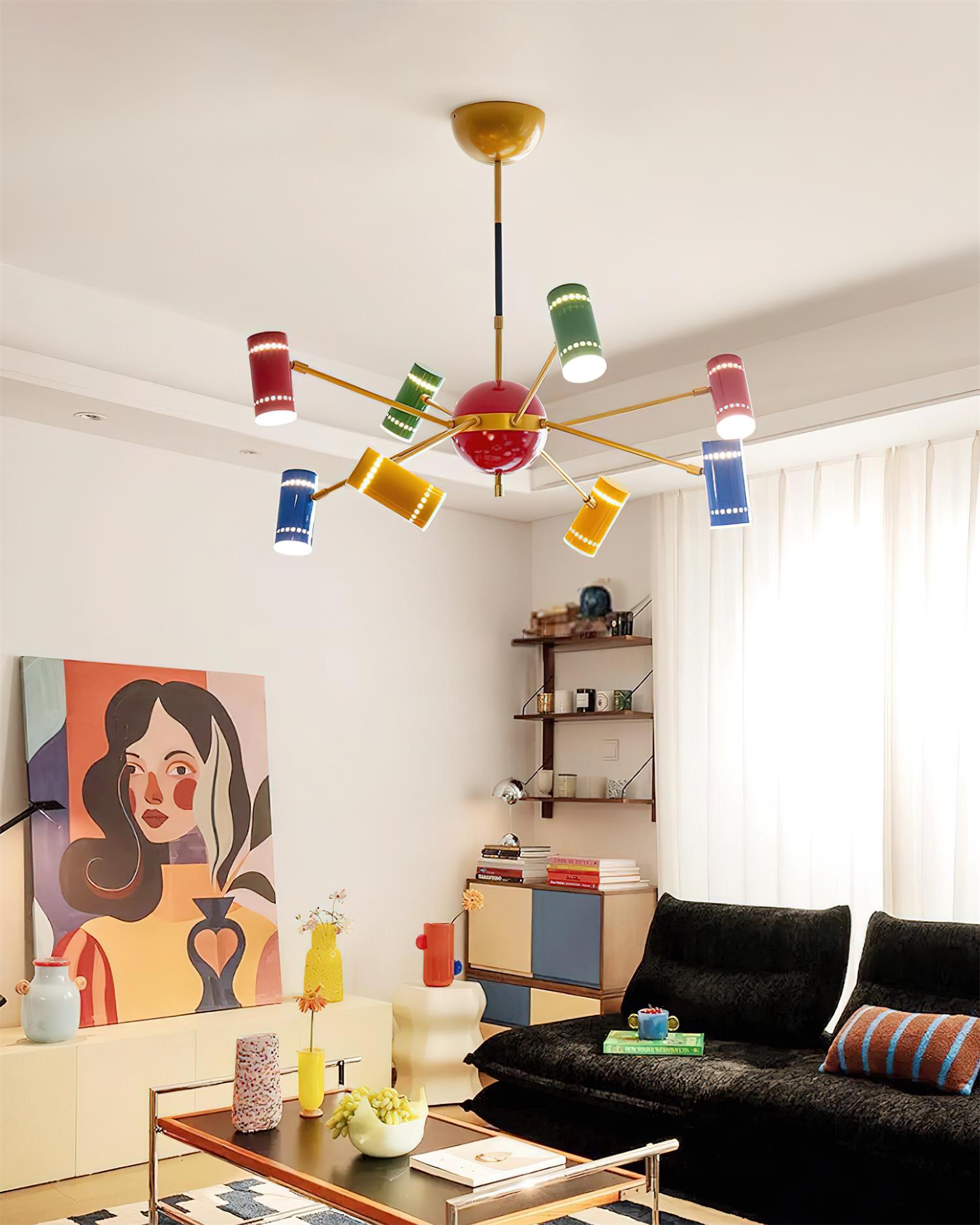 Kaleido Lustre avec Accents Colorés en Rayons