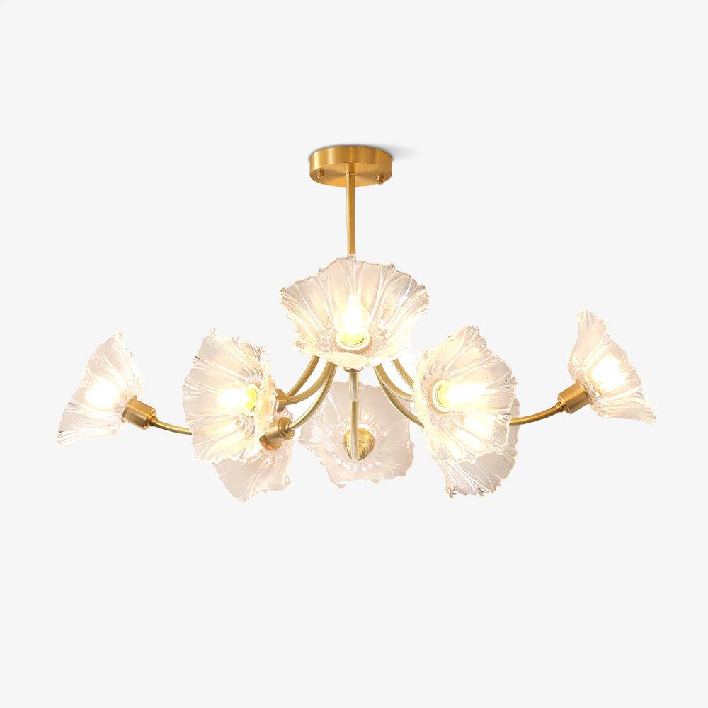 Lustra Lustre en Verre Fleur avec Finition Laiton