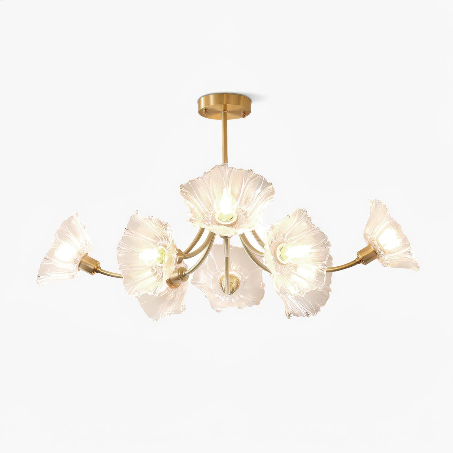 Lustra Lustre en Verre Fleur avec Finition Laiton