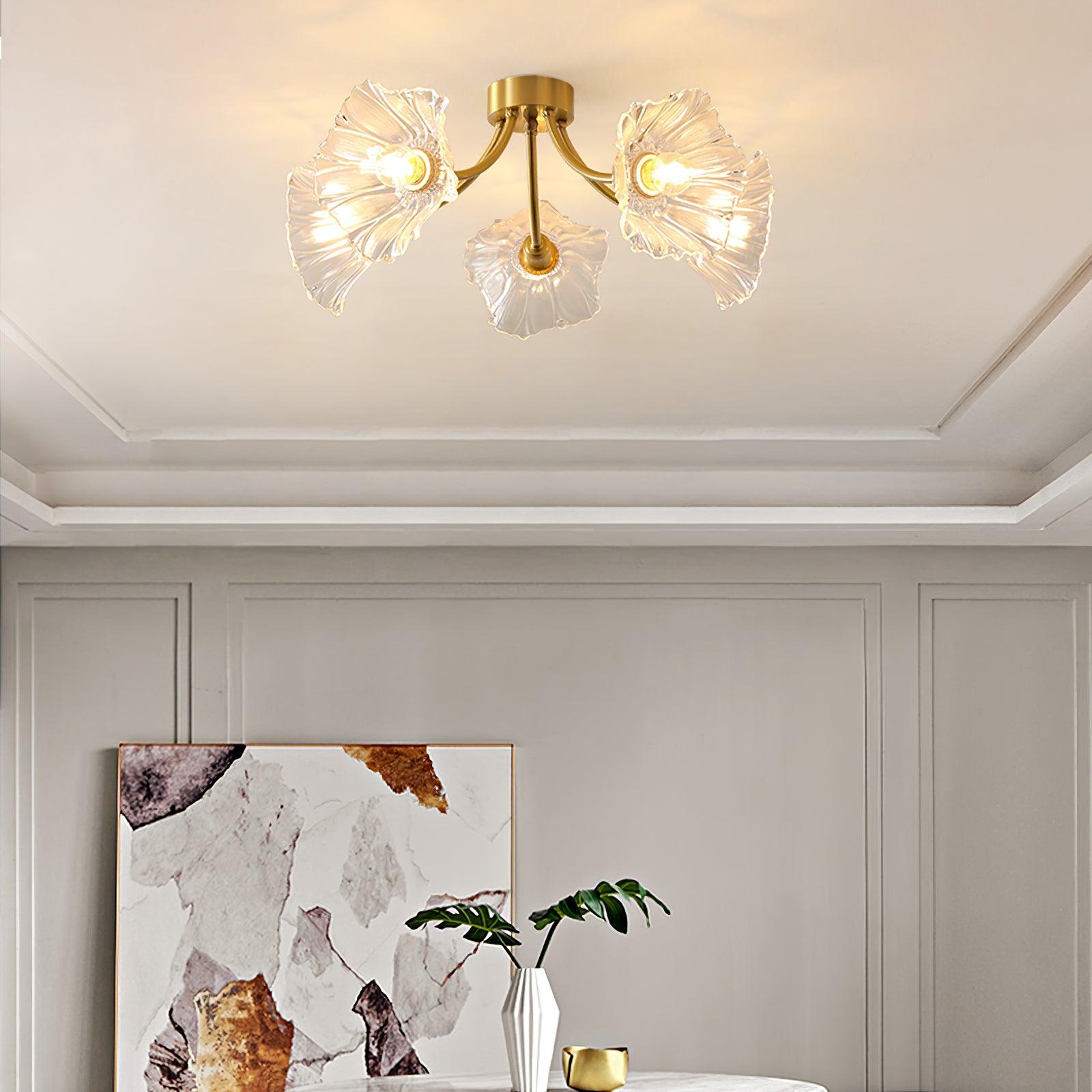 Solara Lumière de Plafond Fleur en Verre Pétale Chic Élégante
