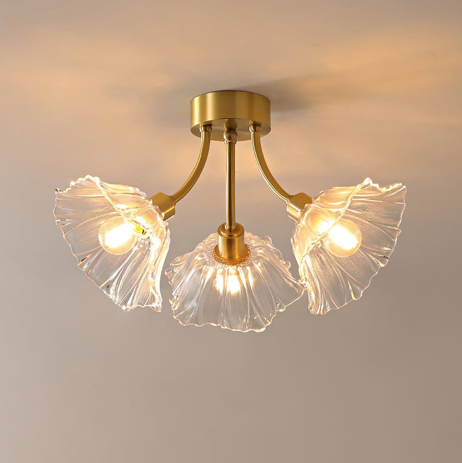 Solara Lumière de Plafond Fleur en Verre Pétale Chic Élégante