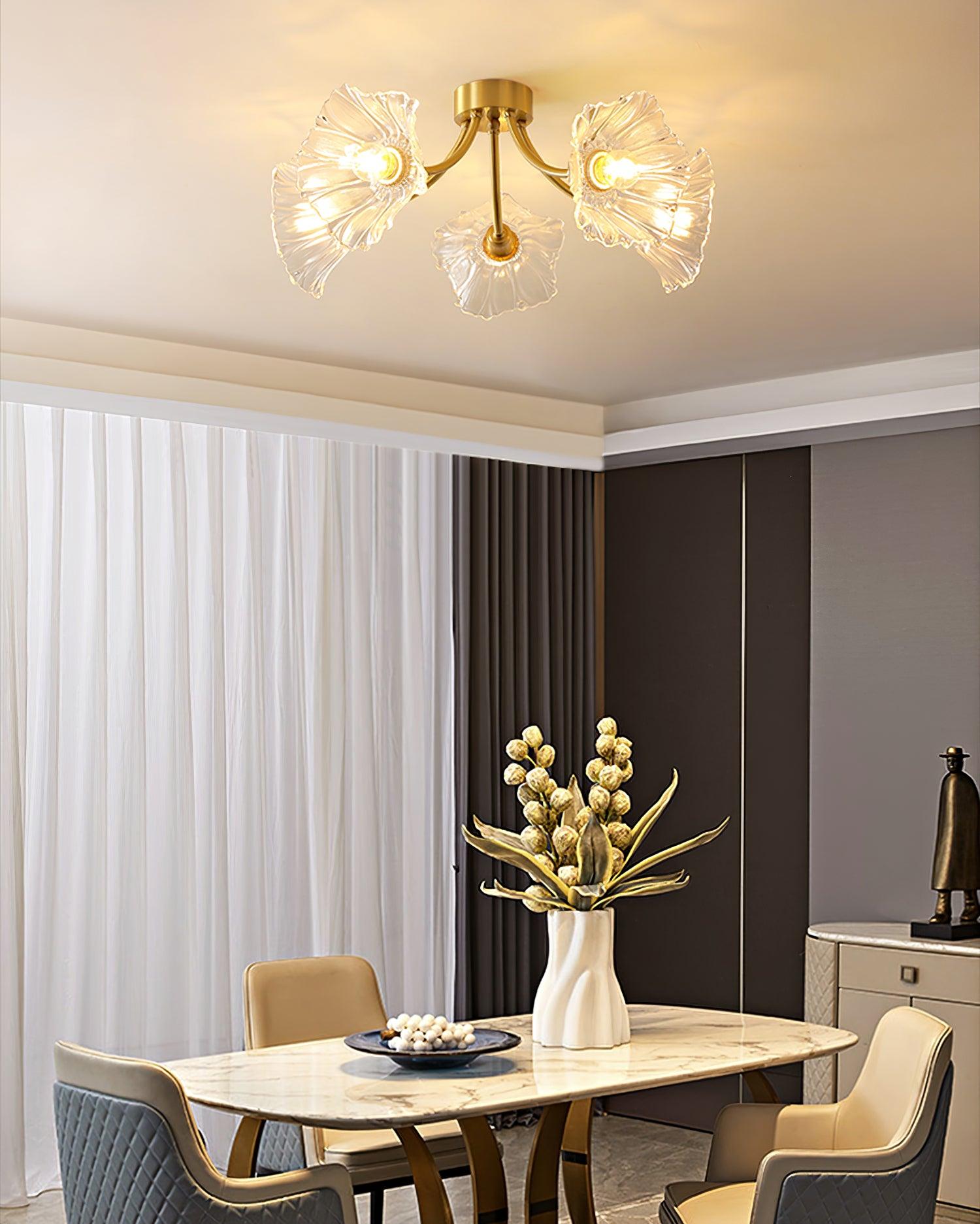 Solara Lumière de Plafond Fleur en Verre Pétale Chic Élégante