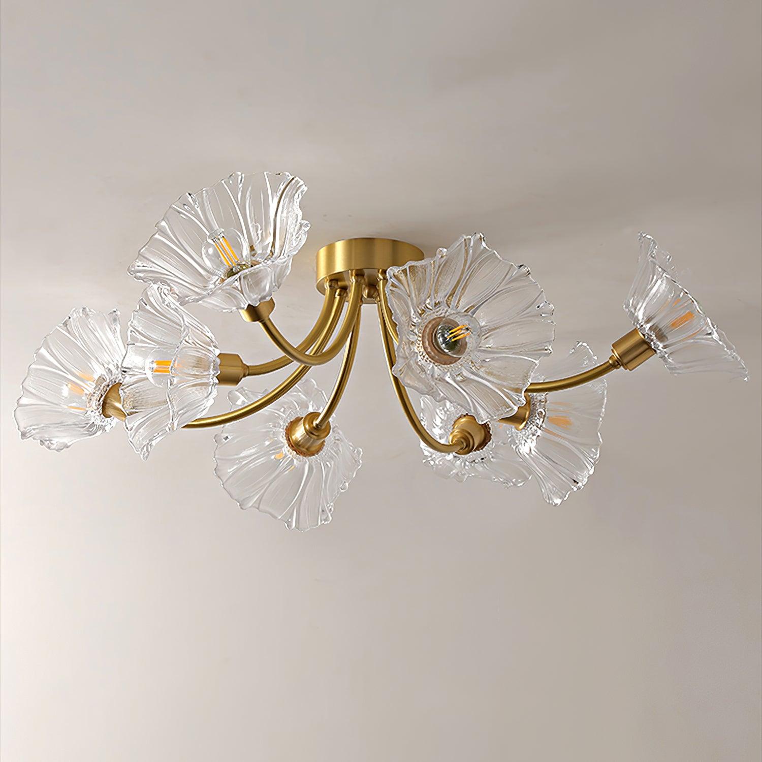 Solara Lumière de Plafond Fleur en Verre Pétale Chic Élégante