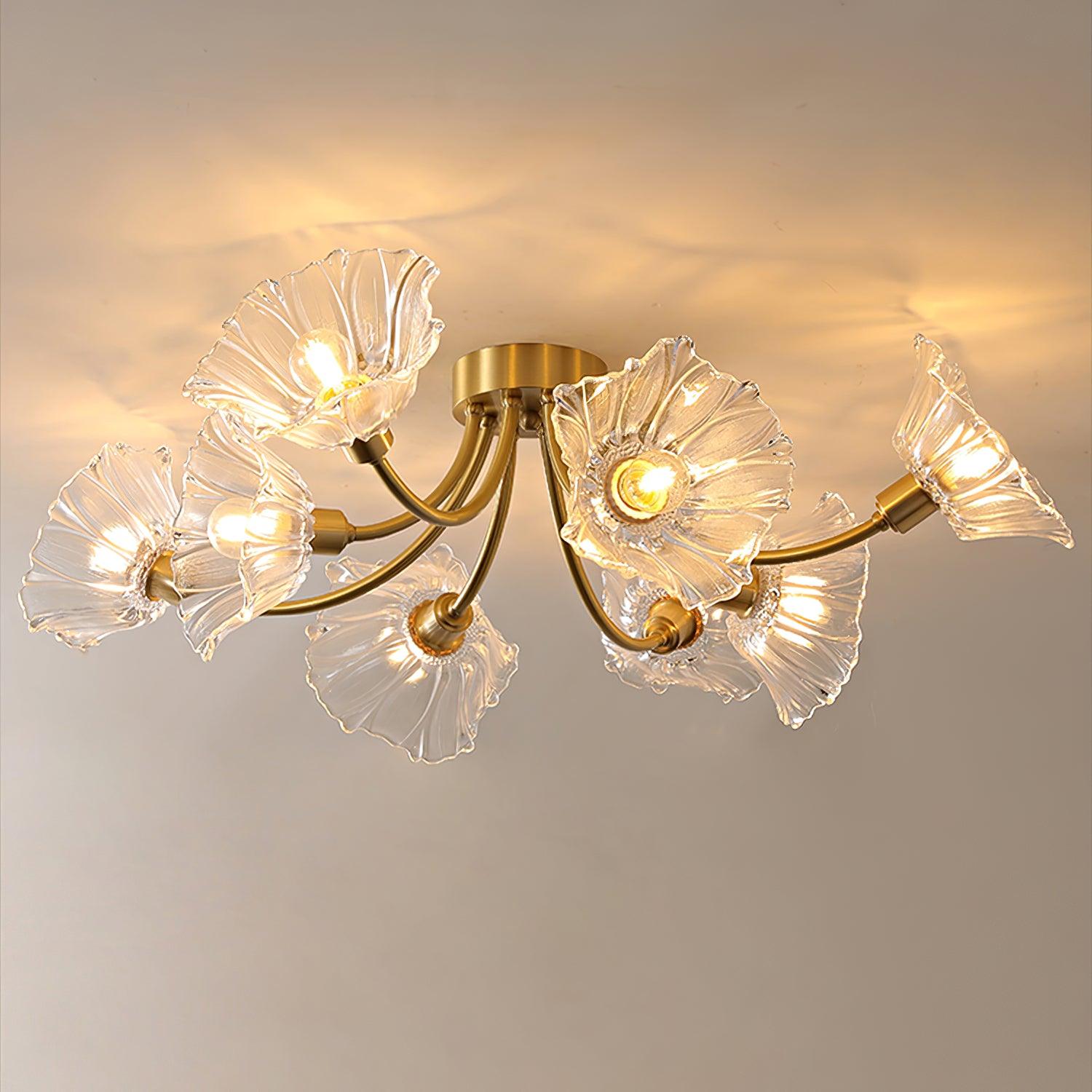 Solara Lumière de Plafond Fleur en Verre Pétale Chic Élégante
