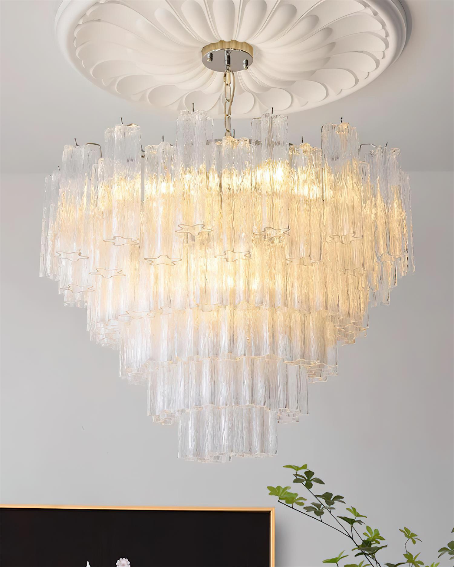 Kamenicky Lustre Cascades de Verre en Niveaux