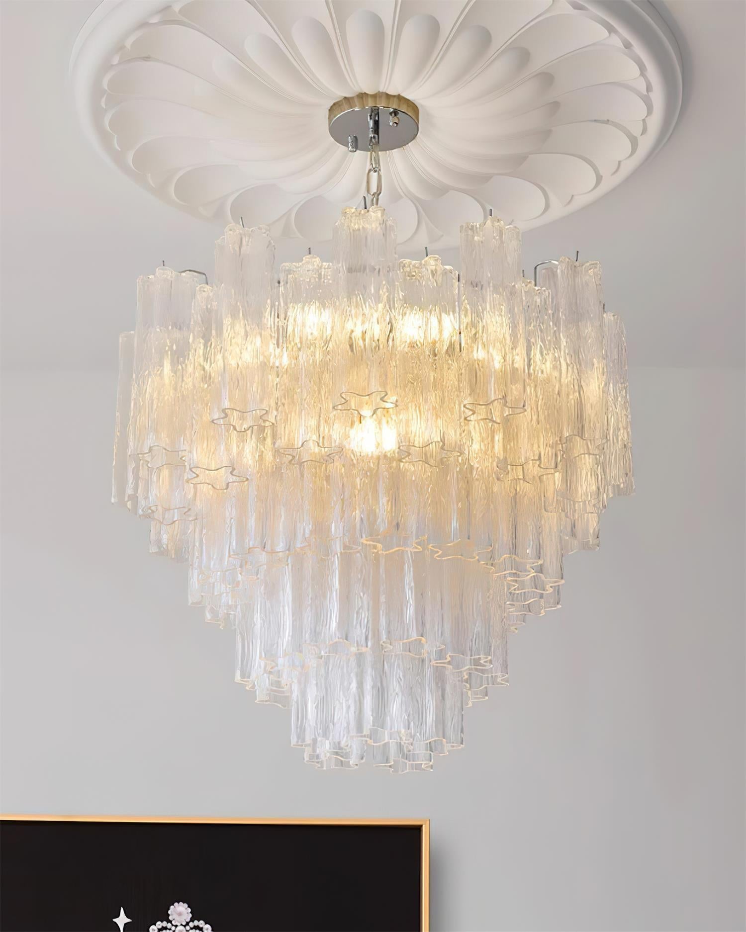 Kamenicky Lustre Cascades de Verre en Niveaux
