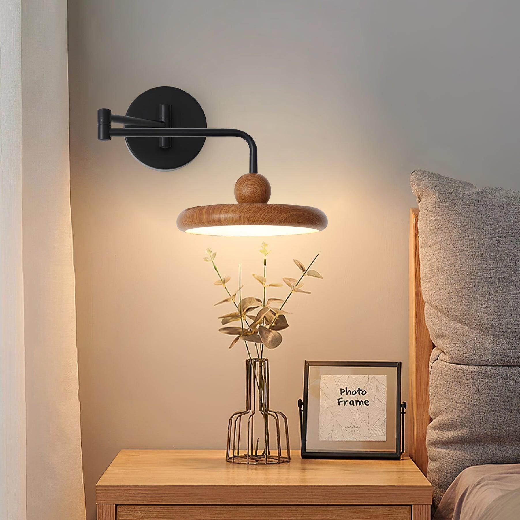 Kenshika Bois Disque Noir Applique Lumière