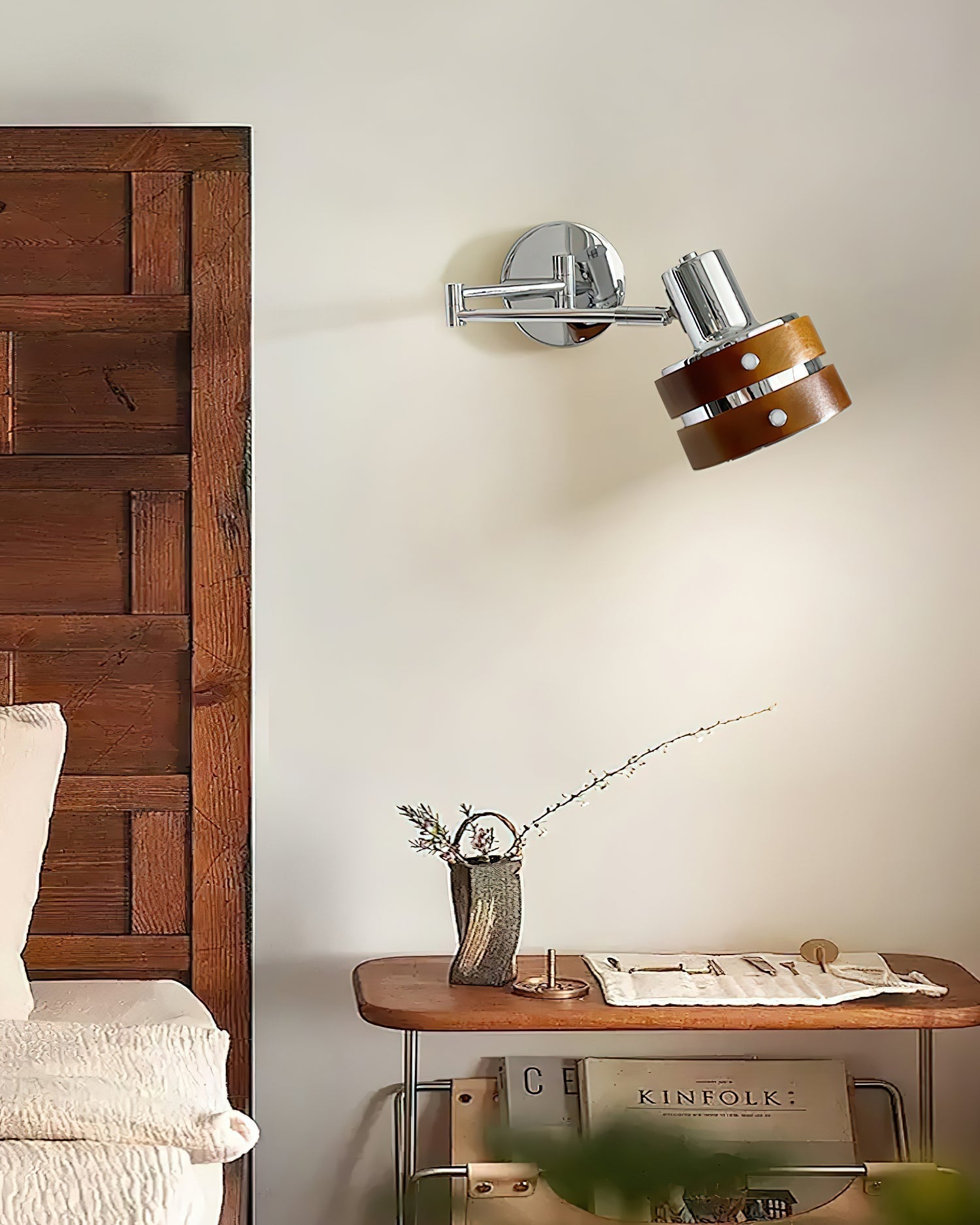 Flare Applique Murale Chrome Bois Mid-Century