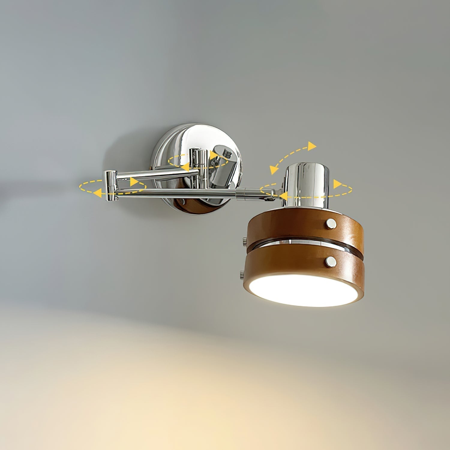 Flare Applique Murale Chrome Bois Mid-Century