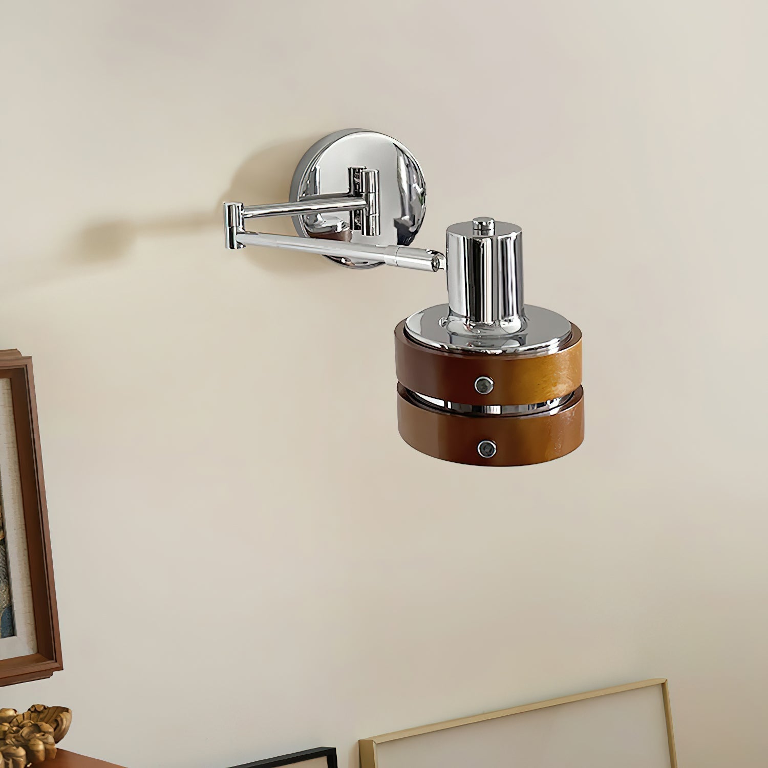 Flare Applique Murale Chrome Bois Mid-Century