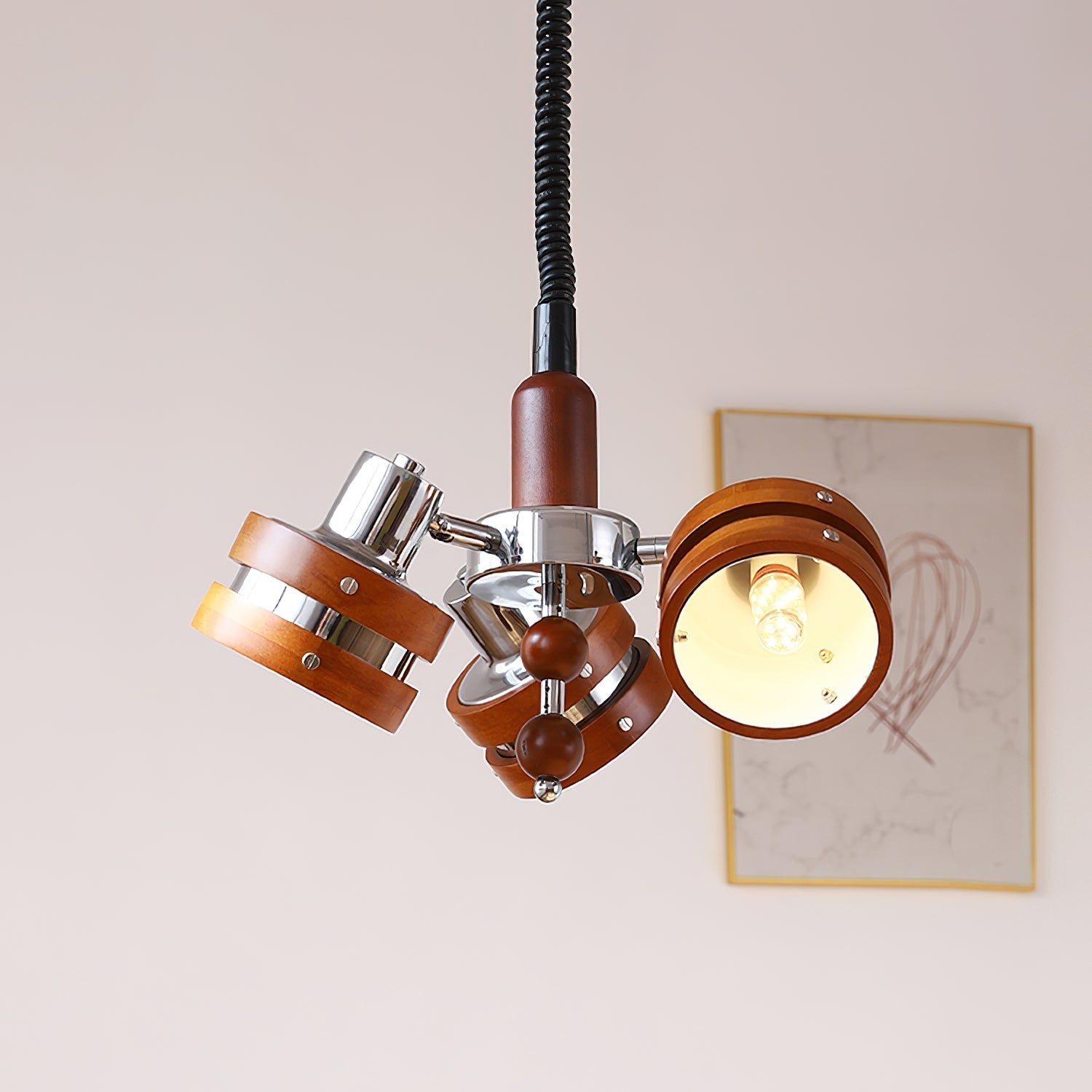 Karry Lustre Bandes en Bois Abat-jours Clairs