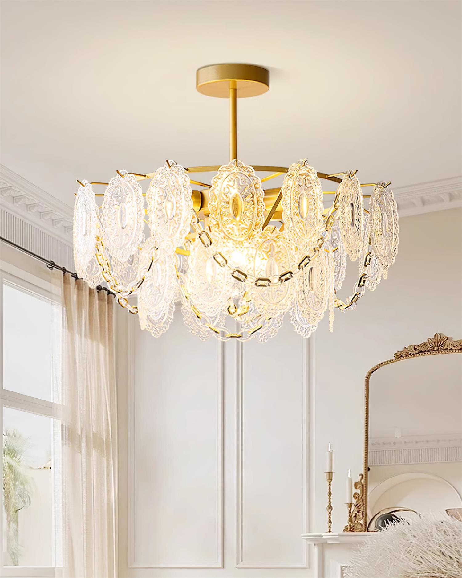 Katia Lustre Cascades de Cristal Verre Or