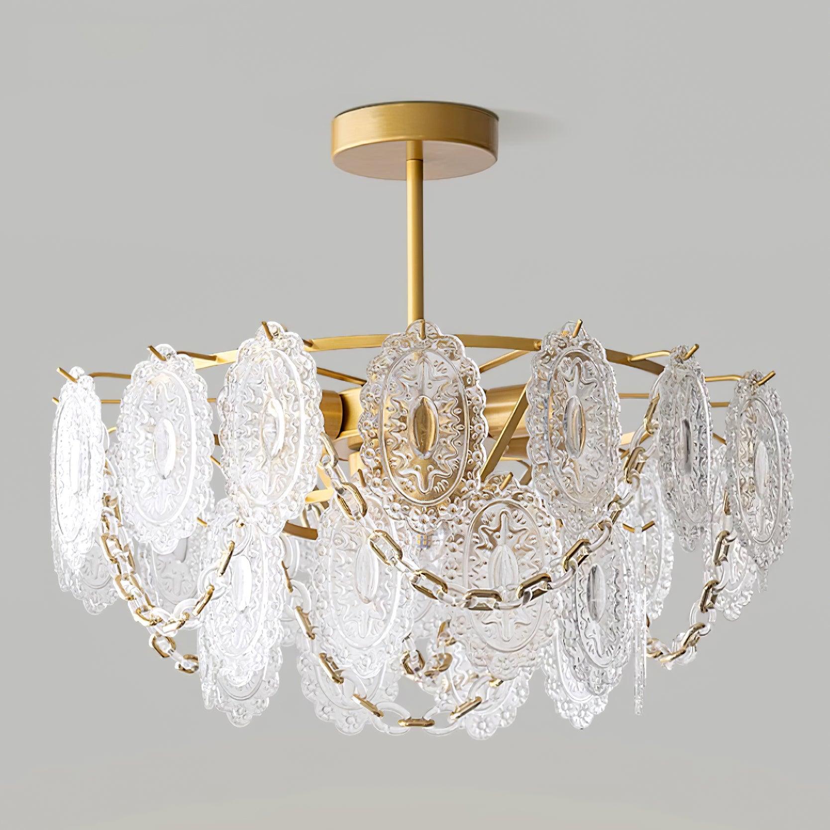 Katia Lustre Cascades de Cristal Verre Or