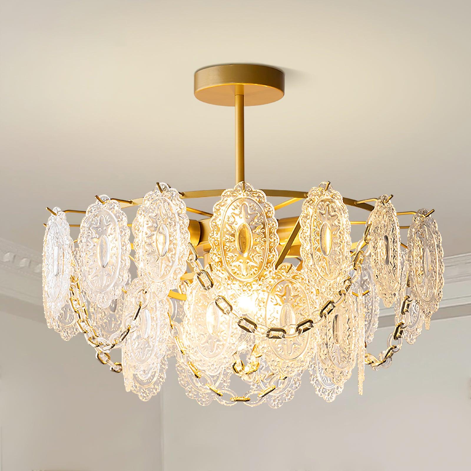 Katia Lustre Cascades de Cristal Verre Or