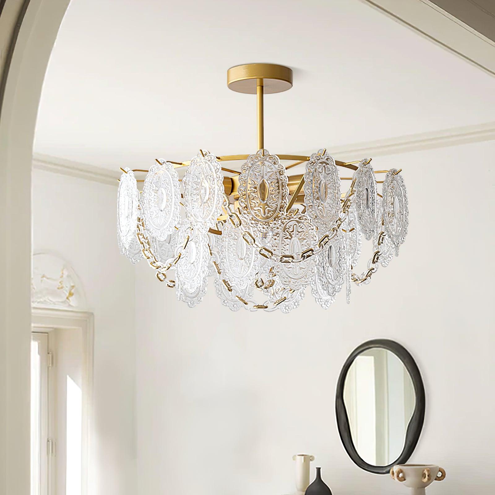 Katia Lustre Cascades de Cristal Verre Or