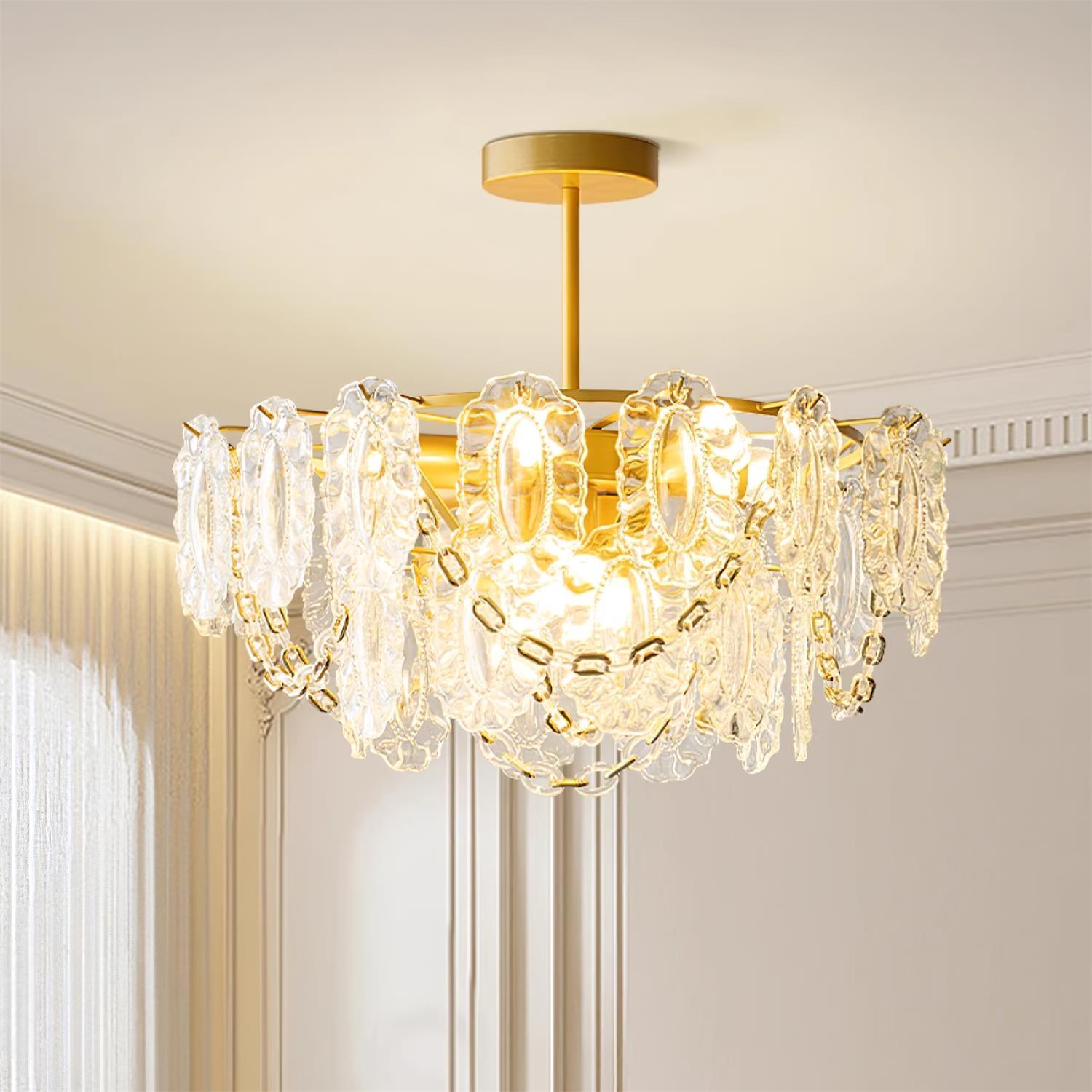 Katia Lustre Cascades de Cristal Verre Or