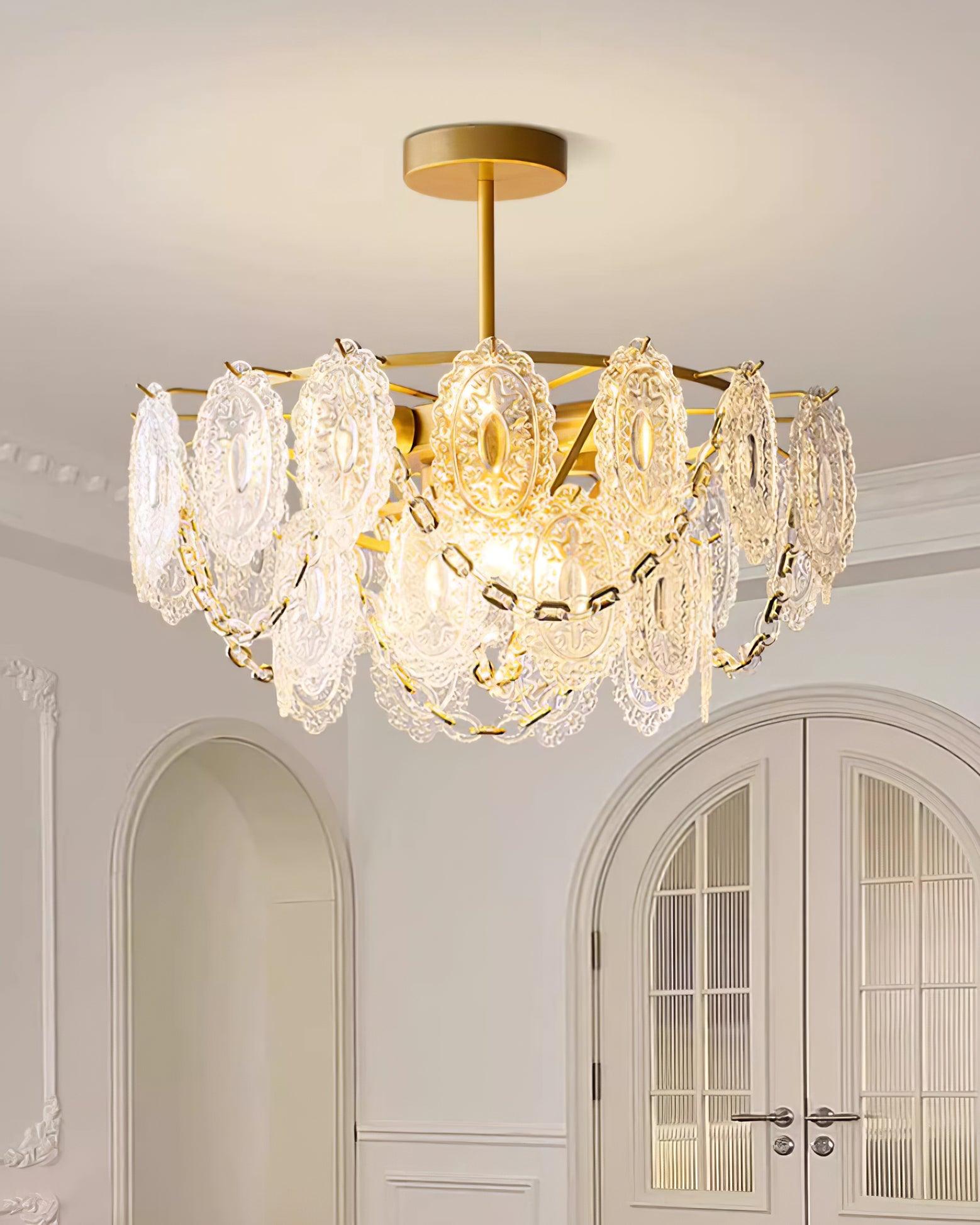 Katia Lustre Cascades de Cristal Verre Or