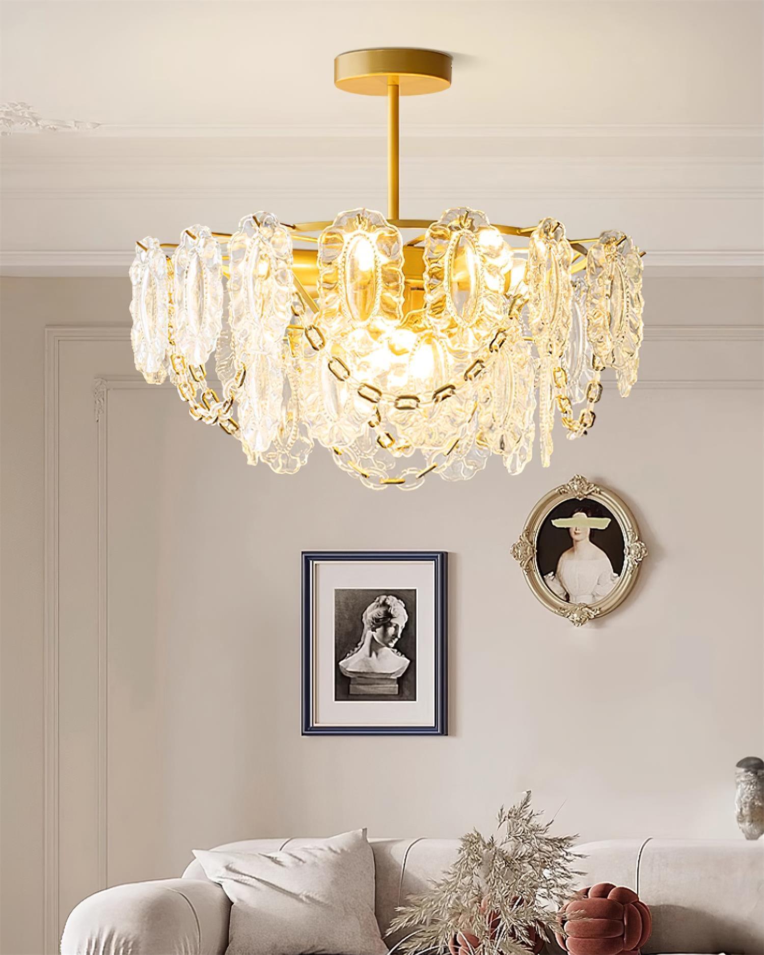 Katia Lustre Cascades de Cristal Verre Or
