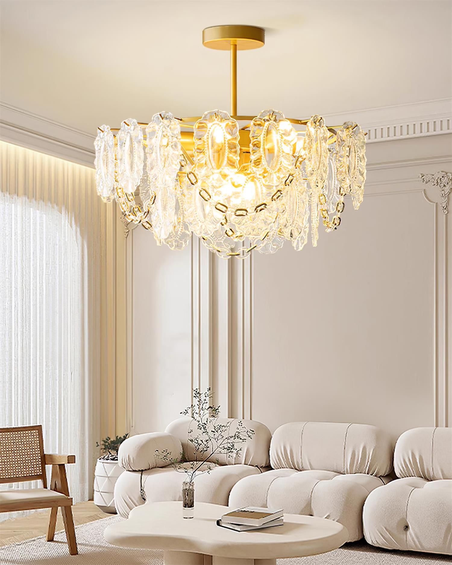 Katia Lustre Cascades de Cristal Verre Or